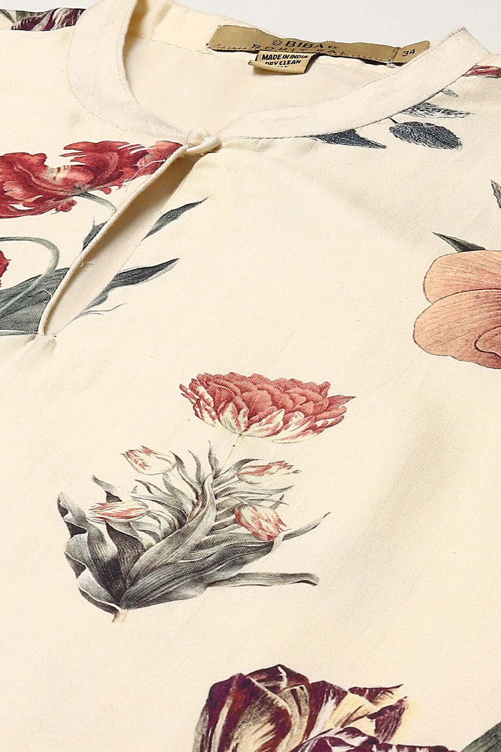 Off White Cotton Blend Straight Kurta Suit Set image number 1