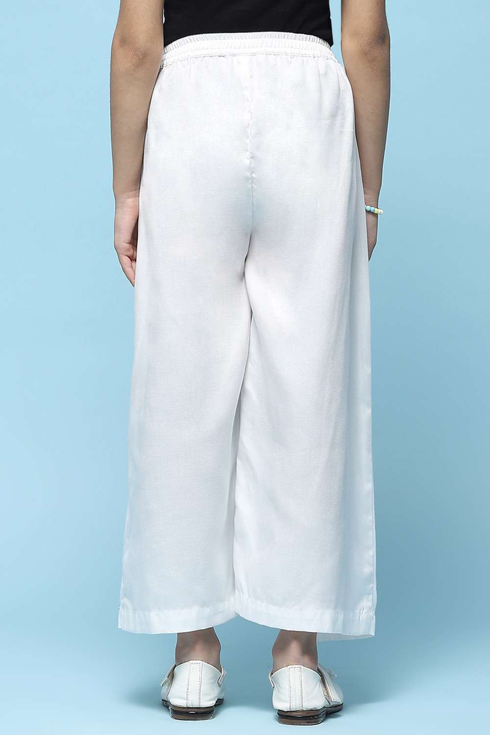 White Tencel Dobby Flared Pants image number 4