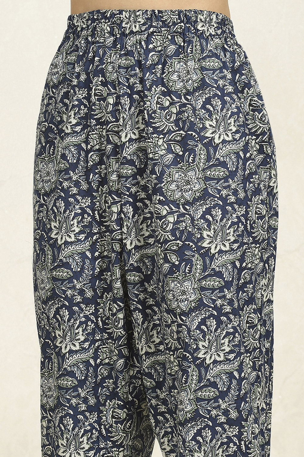 Blue Cotton Unstitched Suit Set image number 3
