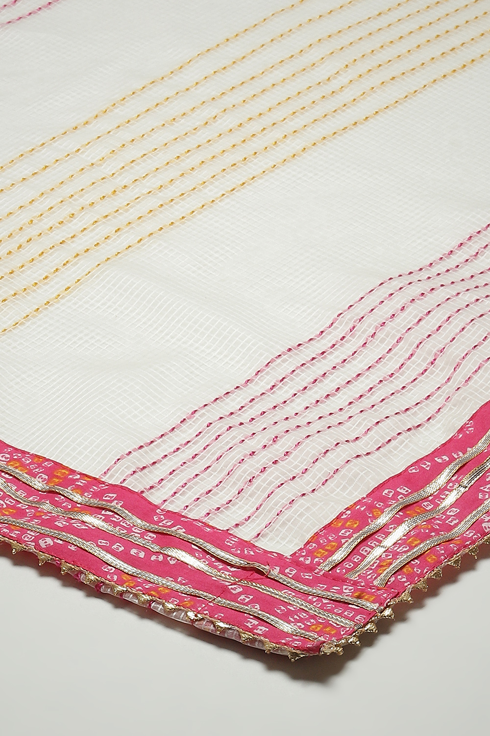 Pink Cotton Hand Block Print Unstitched Suit Set image number 4