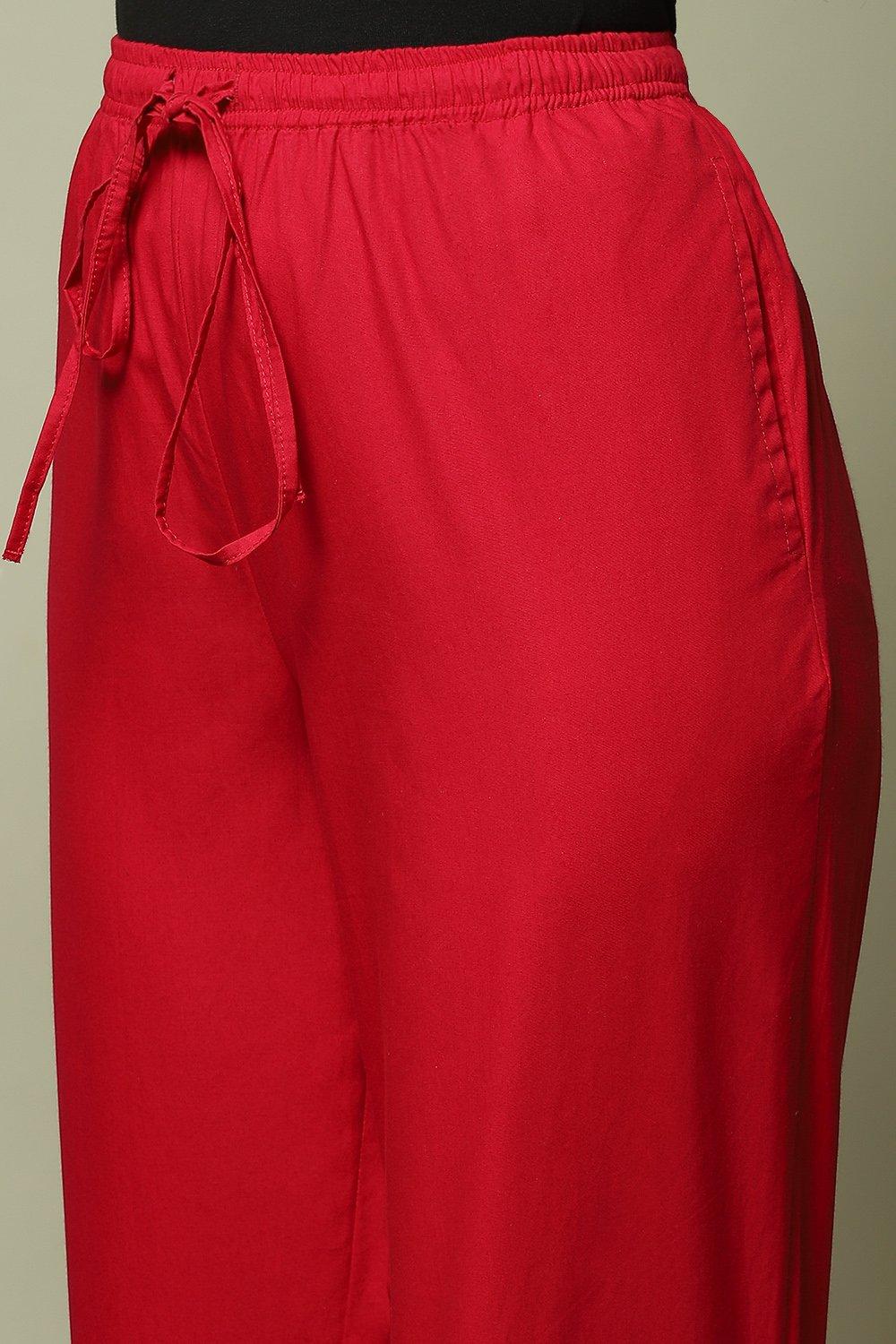 Fuschia Cotton Straight Pant image number 1