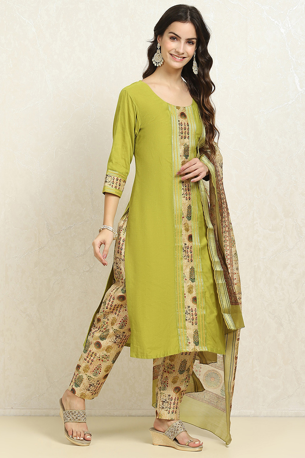 Maroon Cotton Handloom Unstitched Suit Set image number 6