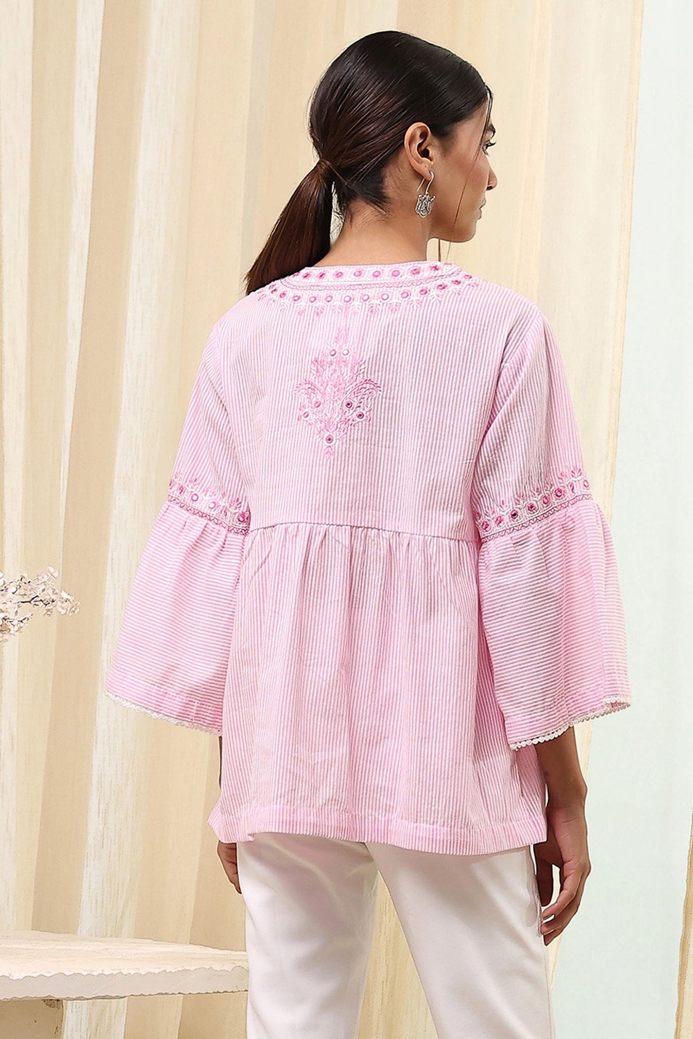 Blue Straight Short Kurta image number 3