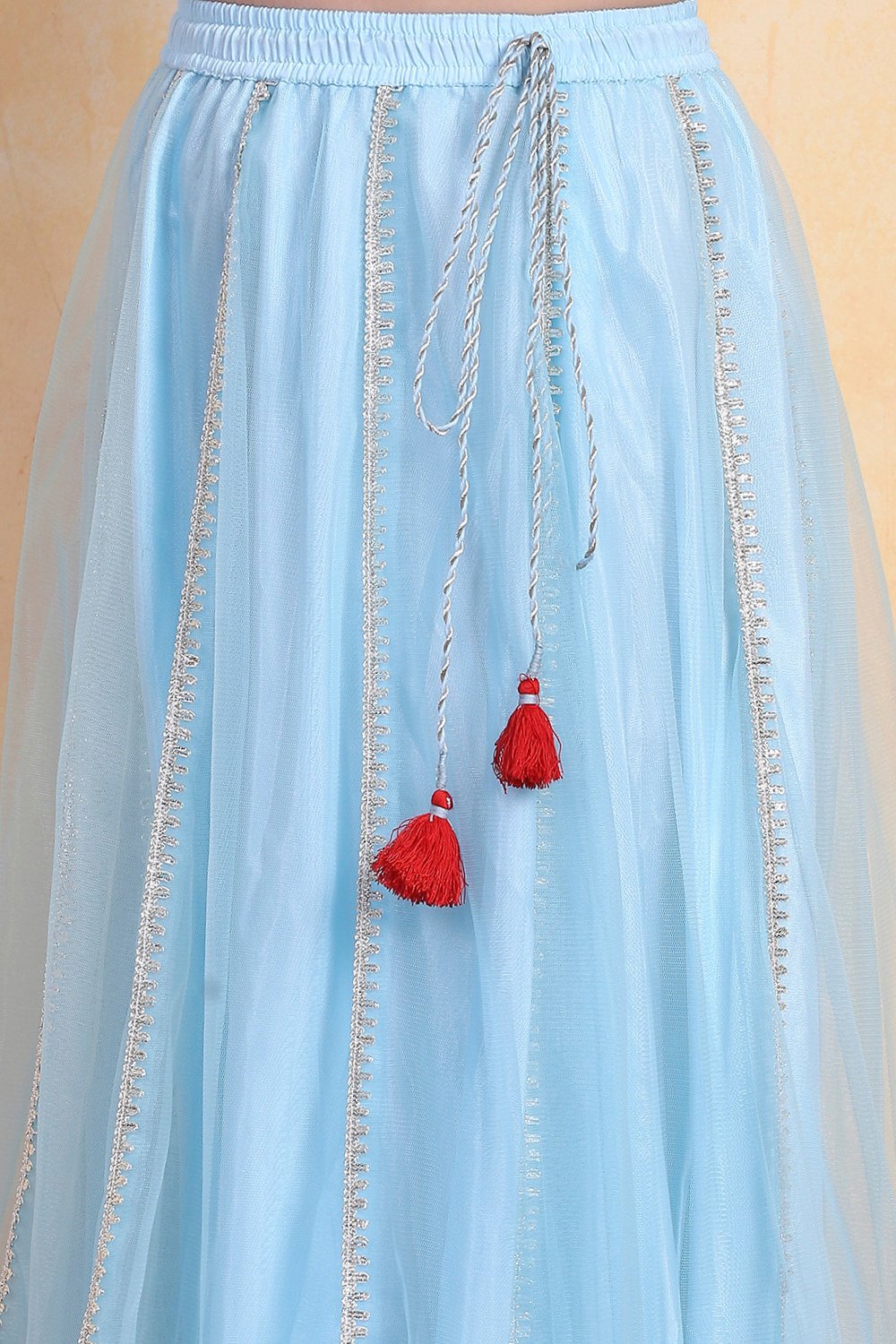 Sky Blue Cotton Lehenga Set image number 2