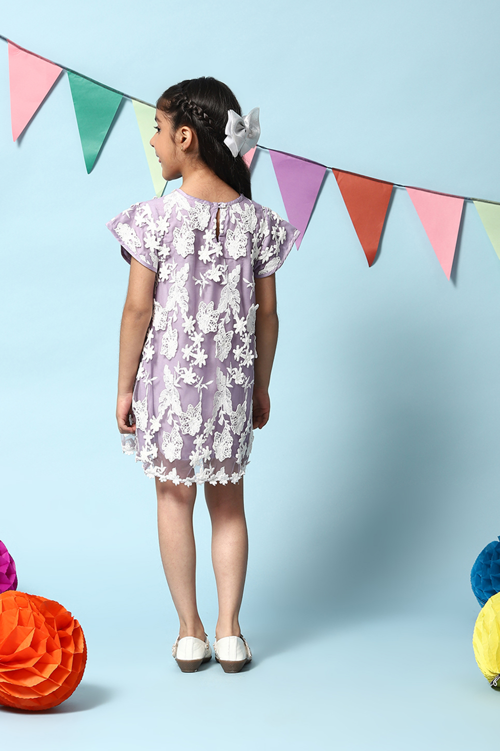 Lilac Nylon A-Line Dress image number 4