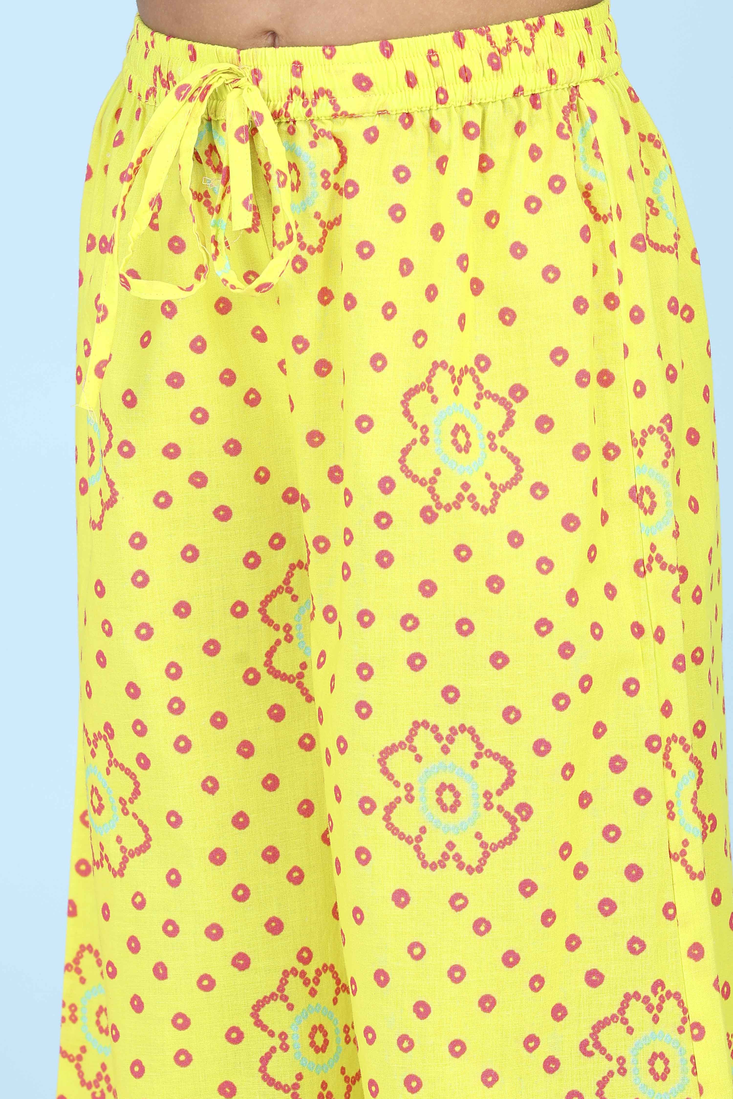 Yellow Cotton Printed Straight Suit Set image number 2