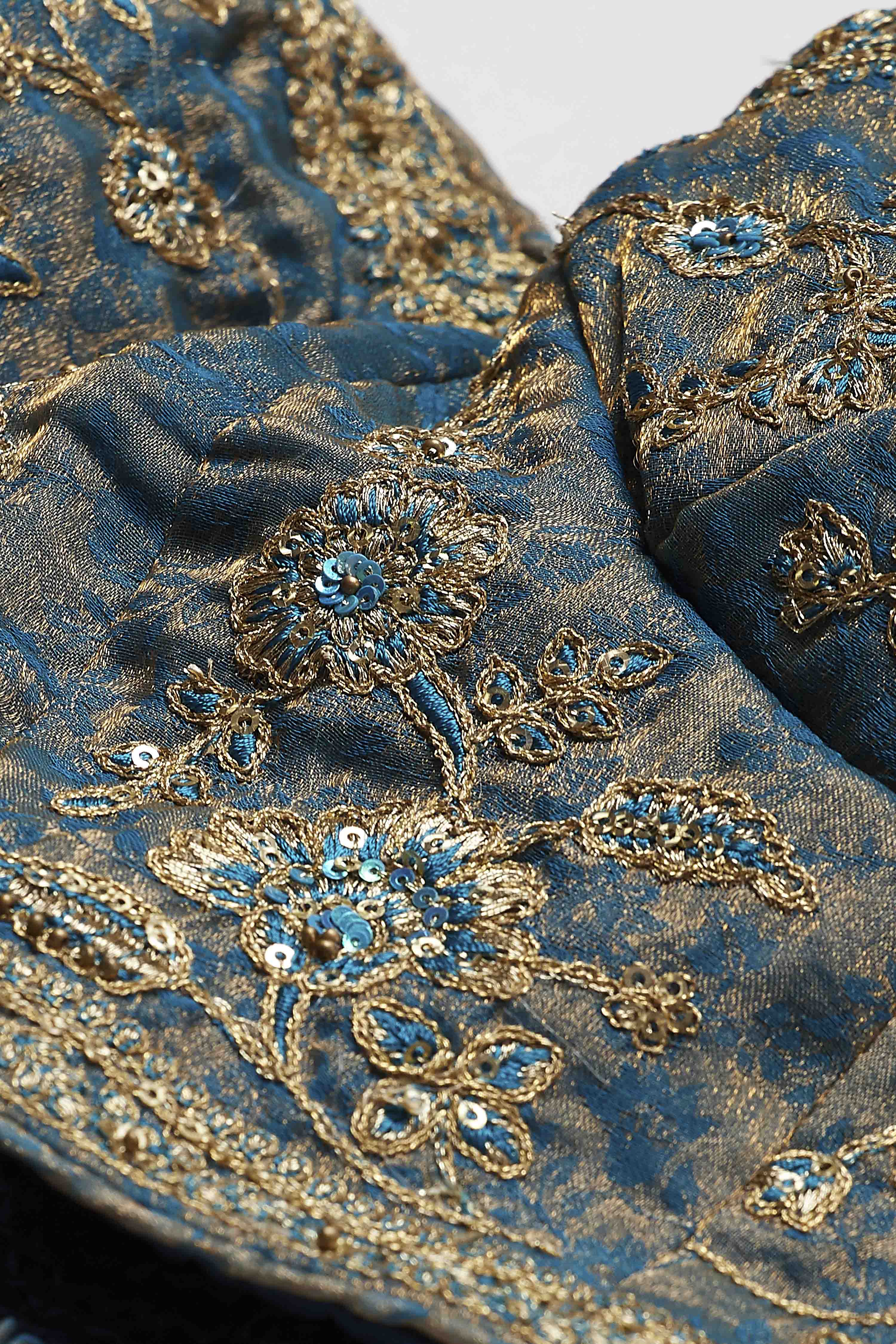 Teal Viscose Blend Kalidar Lehenga Set image number 3