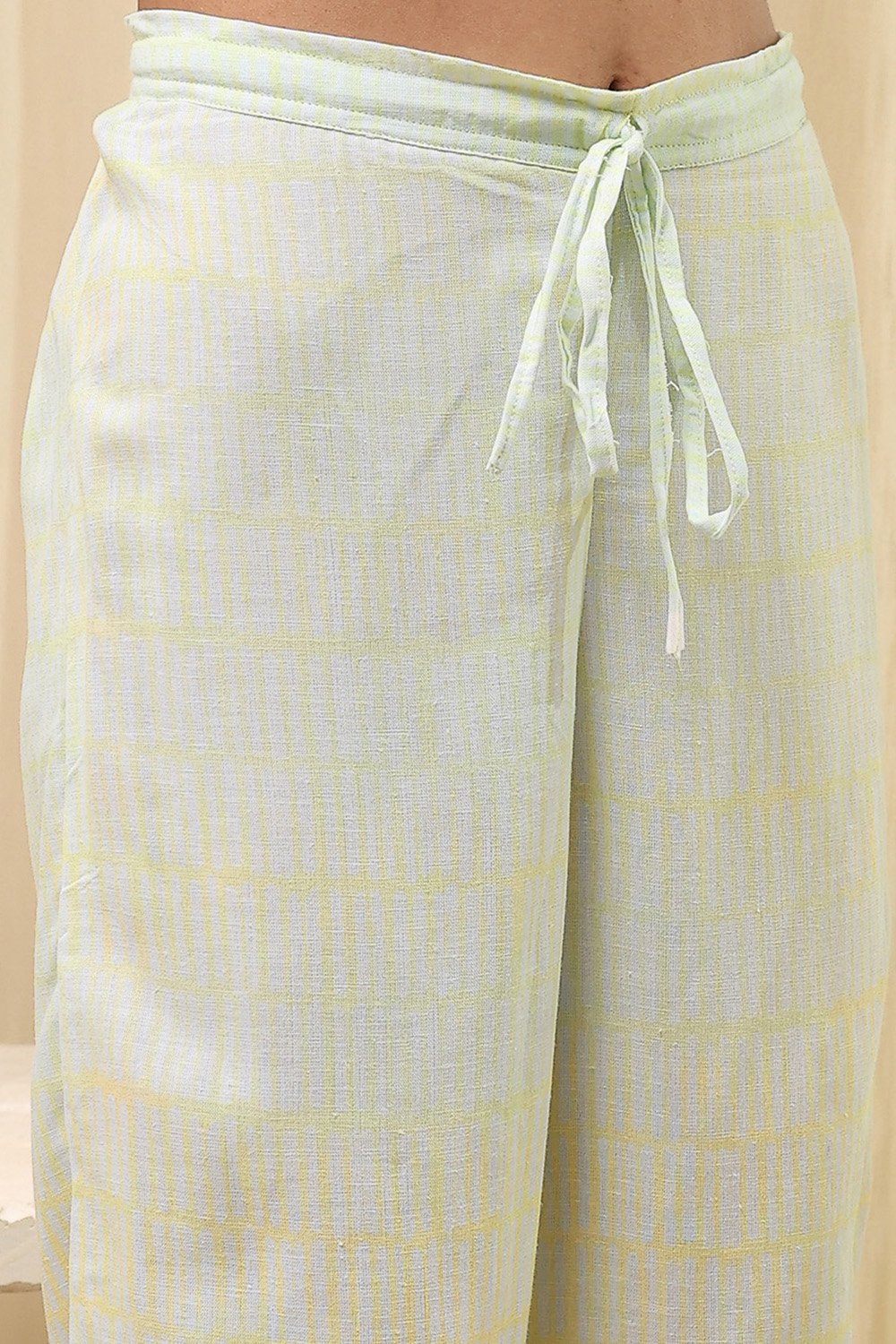 Turquoise Viscose Blend Straight Printed Fusion Set image number 2