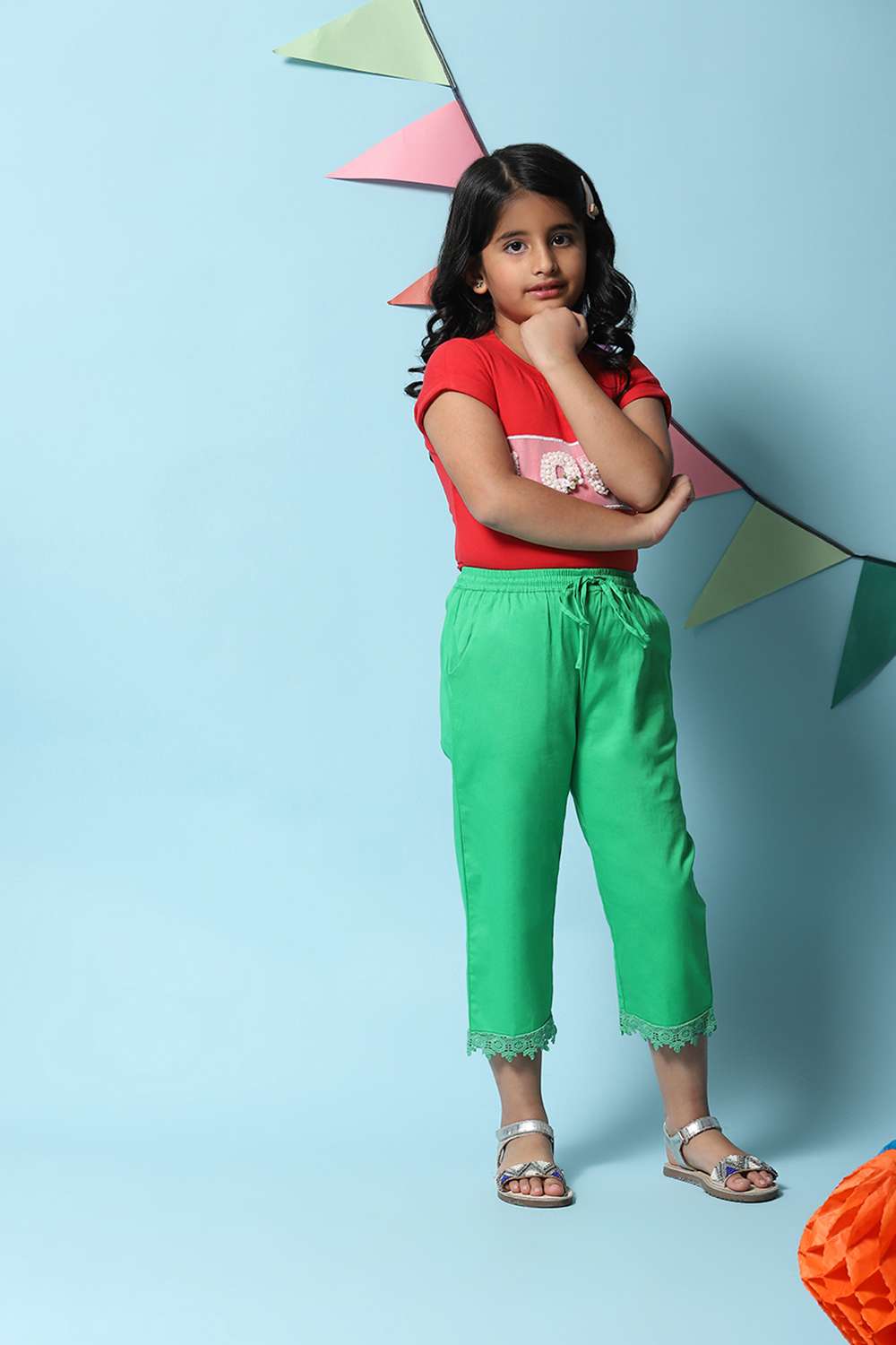 Pink Cotton Blend Capris image number 0