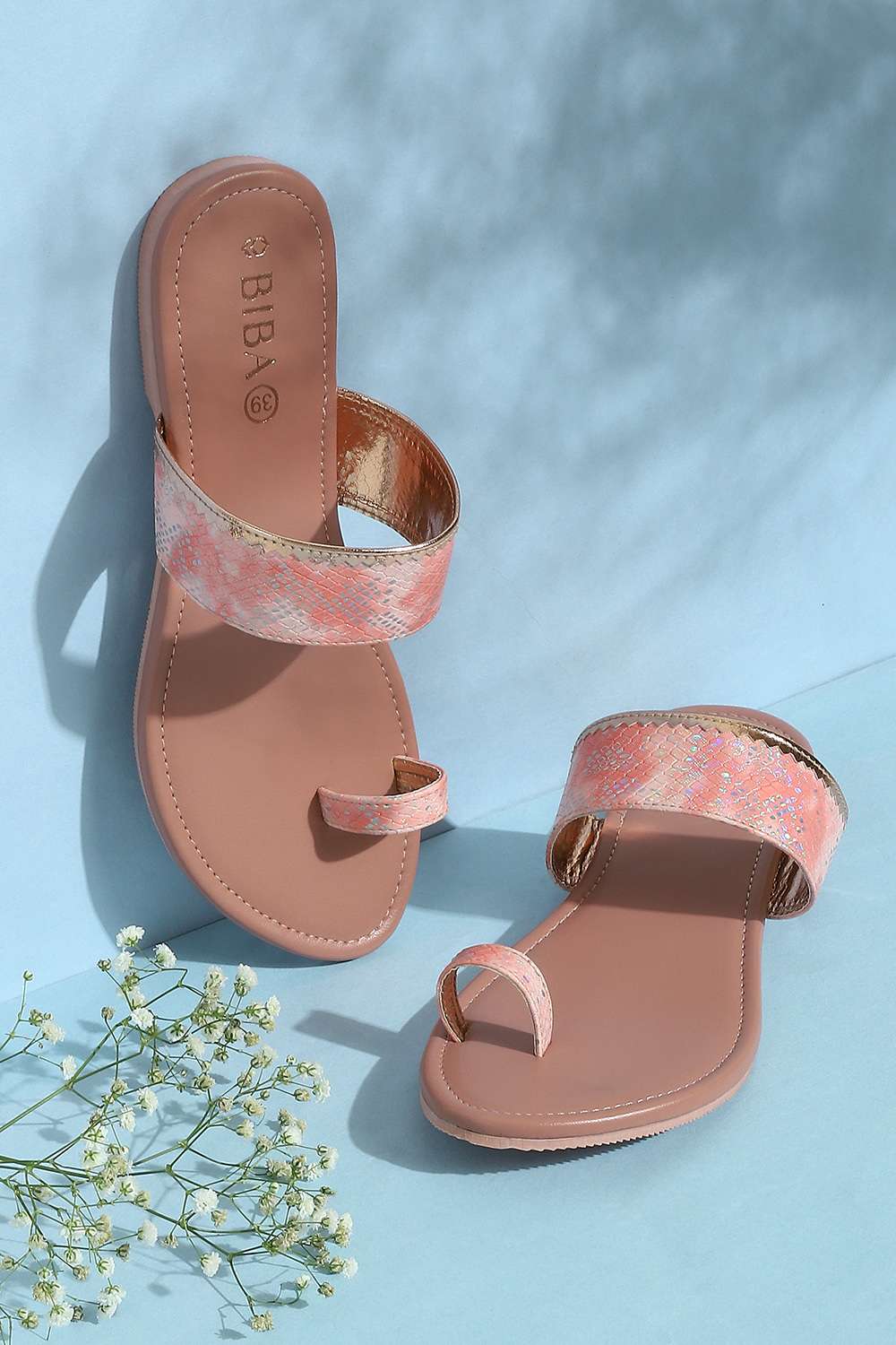 Peach Pu Ring Toe Sandals image number 0