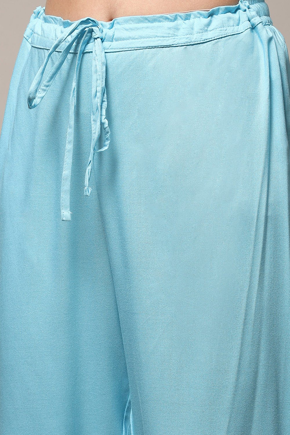 Sky Blue Cotton Blend Layered Kurta Salwar Suit Set image number 4