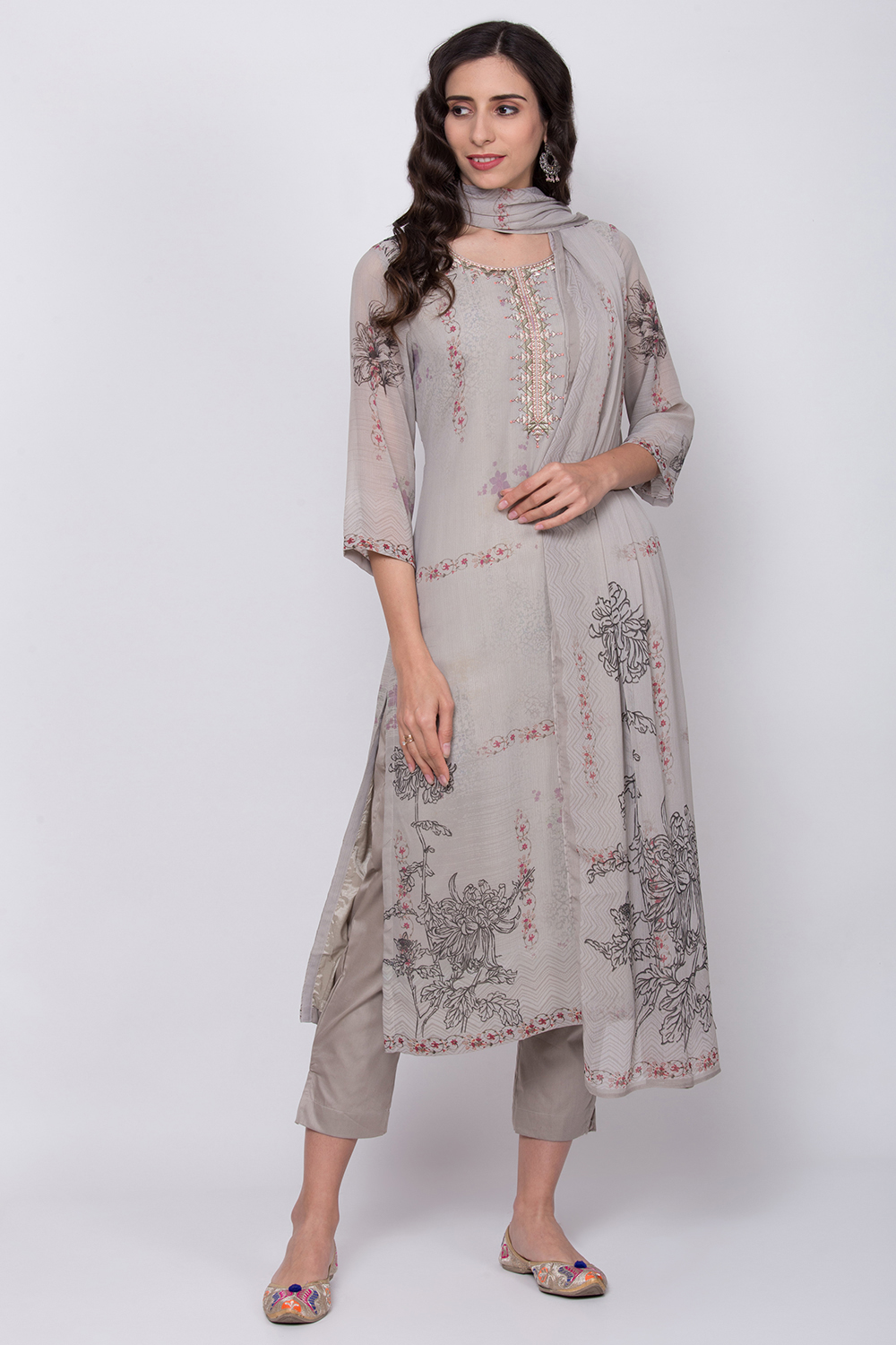 Moss Green Art Silk Straight Kurta Slim Pant Suit Set image number 4