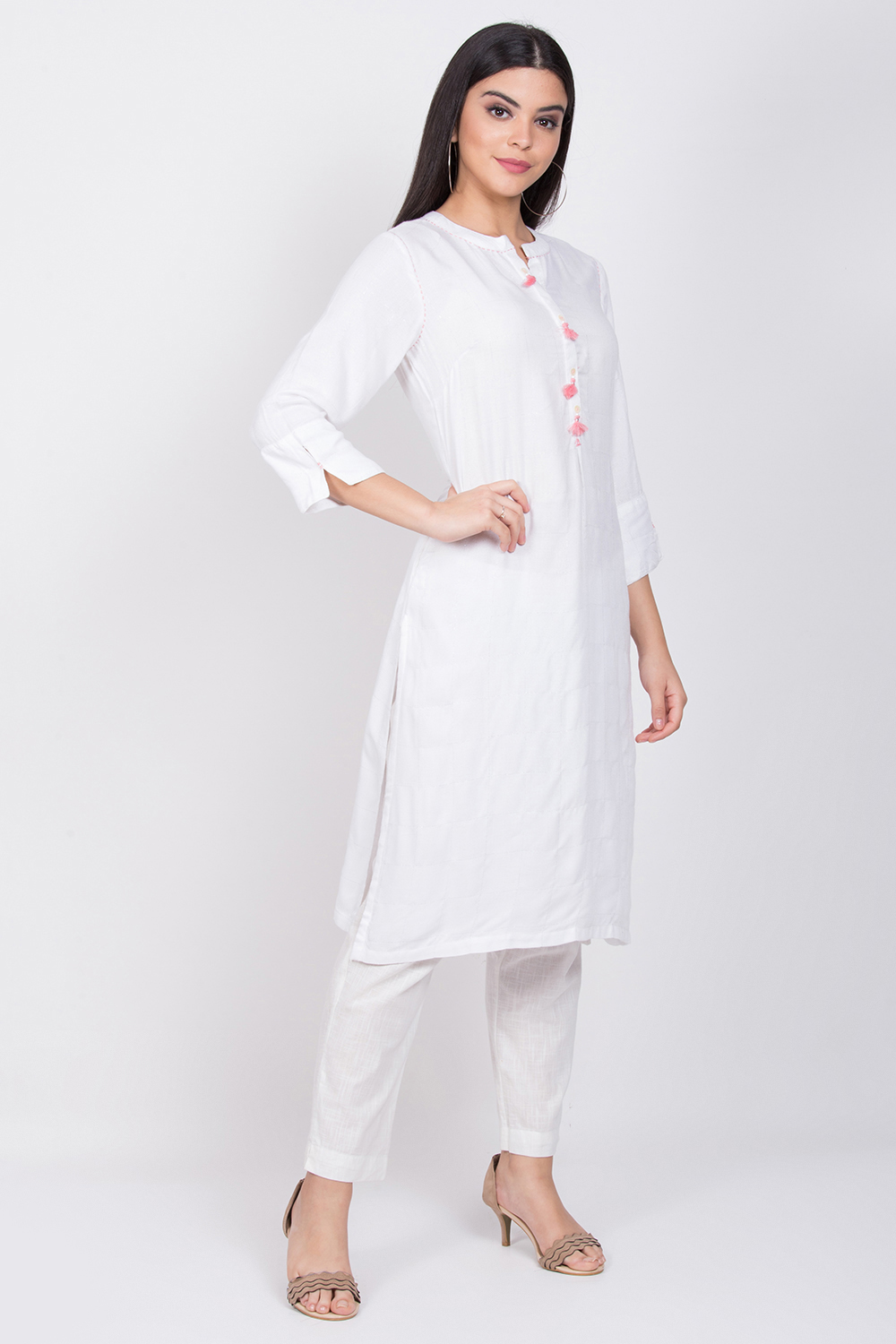 White Rayon Straight Kurta image number 3