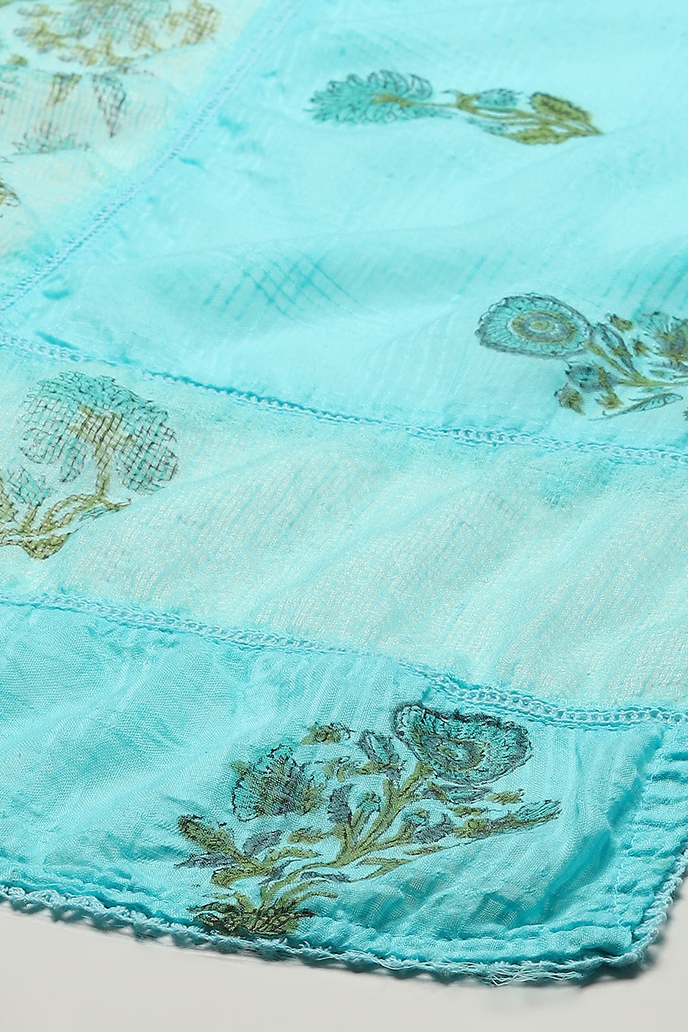 Pista Green Cotton Blend Unstitched Suit set image number 4