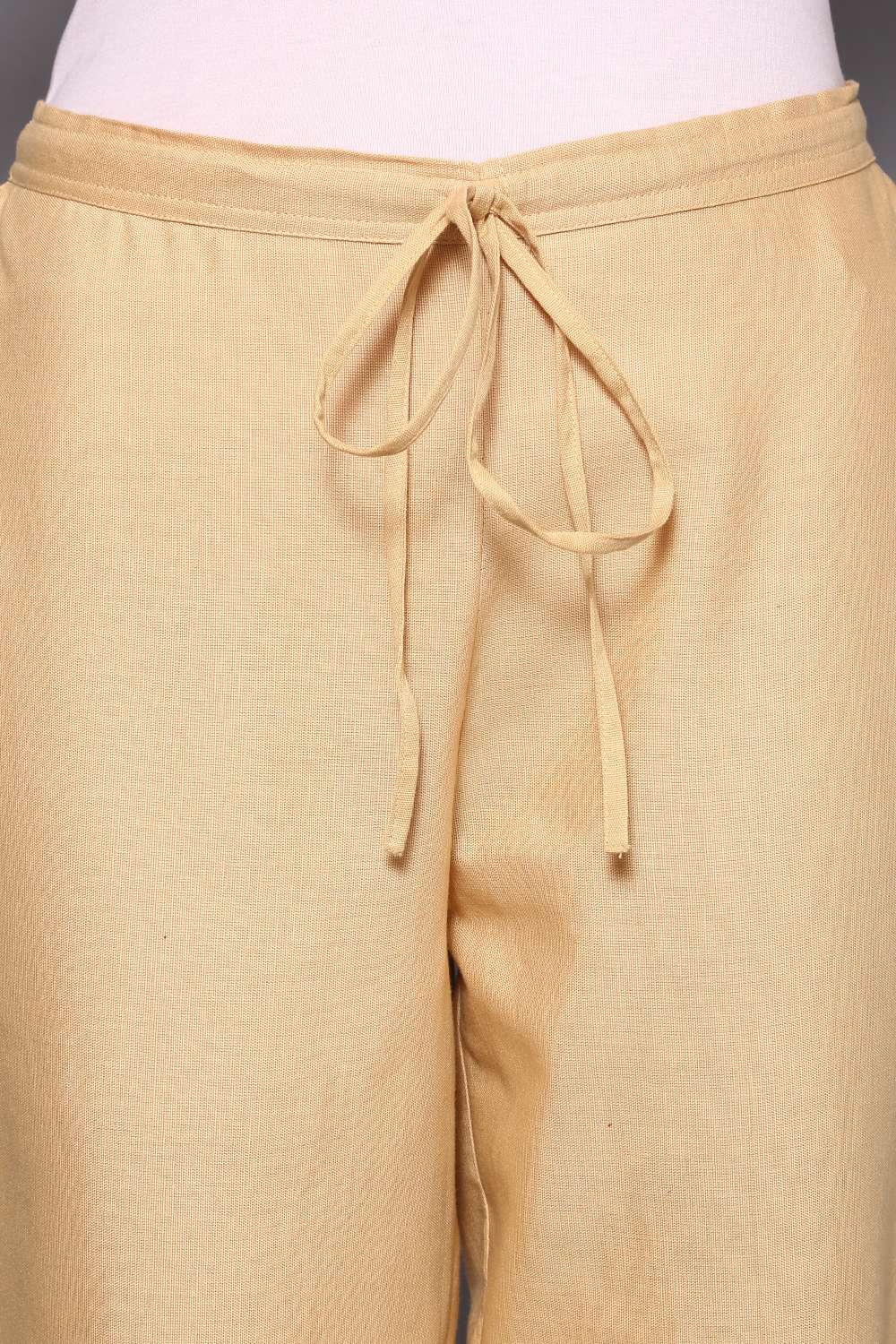 Off White Cotton Flax Regular Pants image number 1