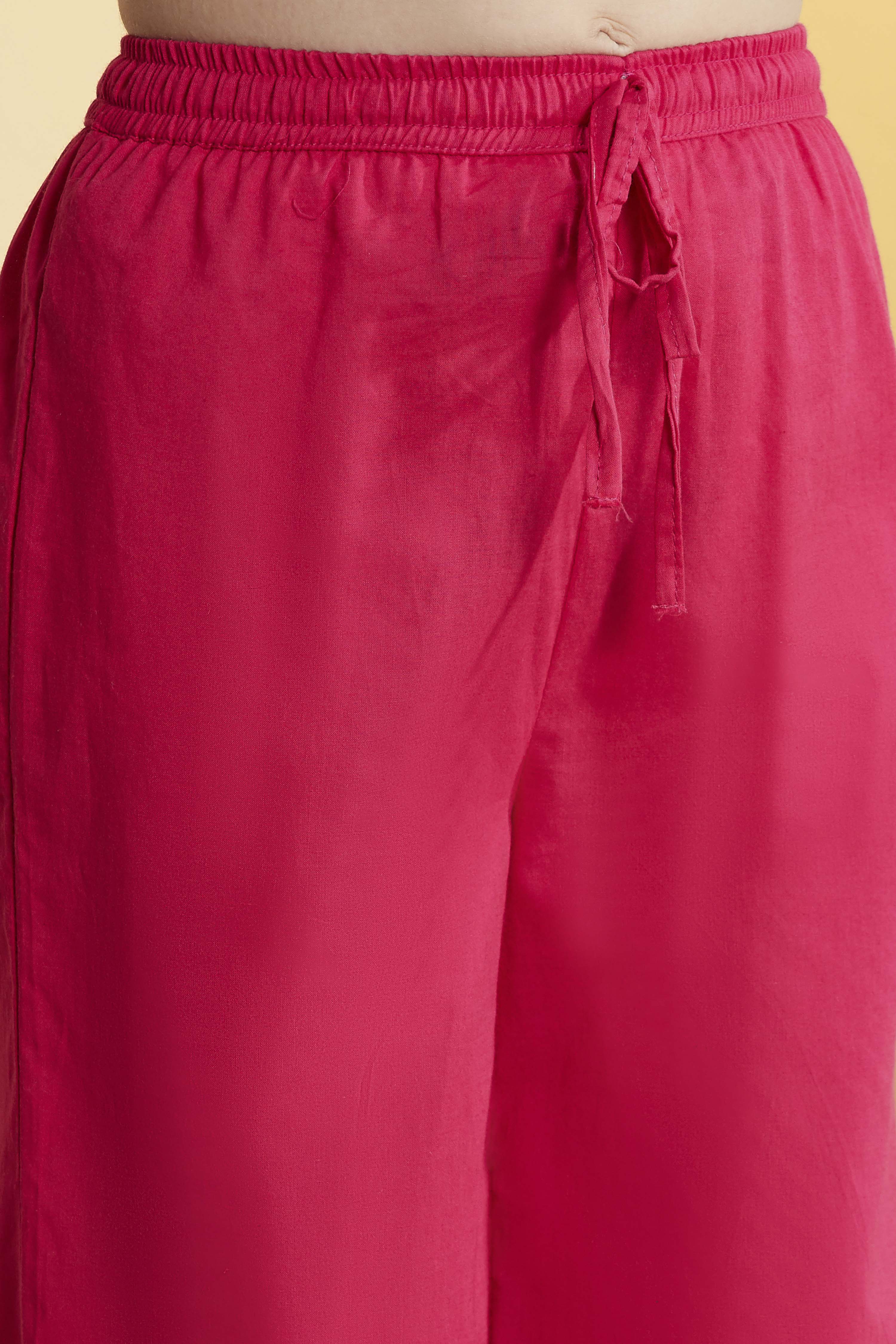 Pink Printed Straight Cotton Kurta Set image number 2
