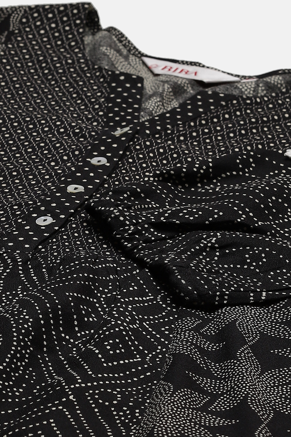 Black And Off White Viscose Printed Short Kurti image number 1