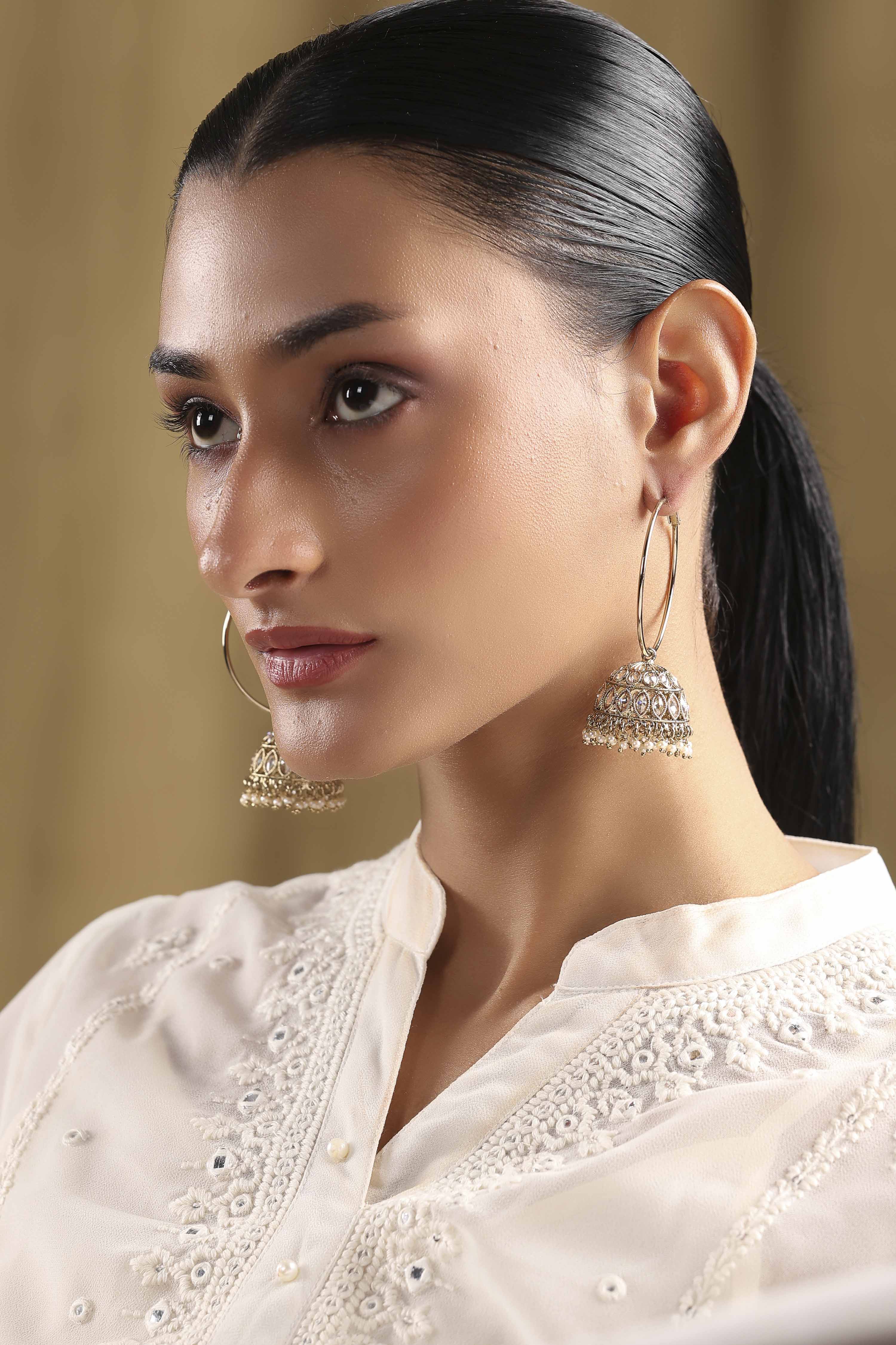 Champagne Alloy Jhumka image number 3