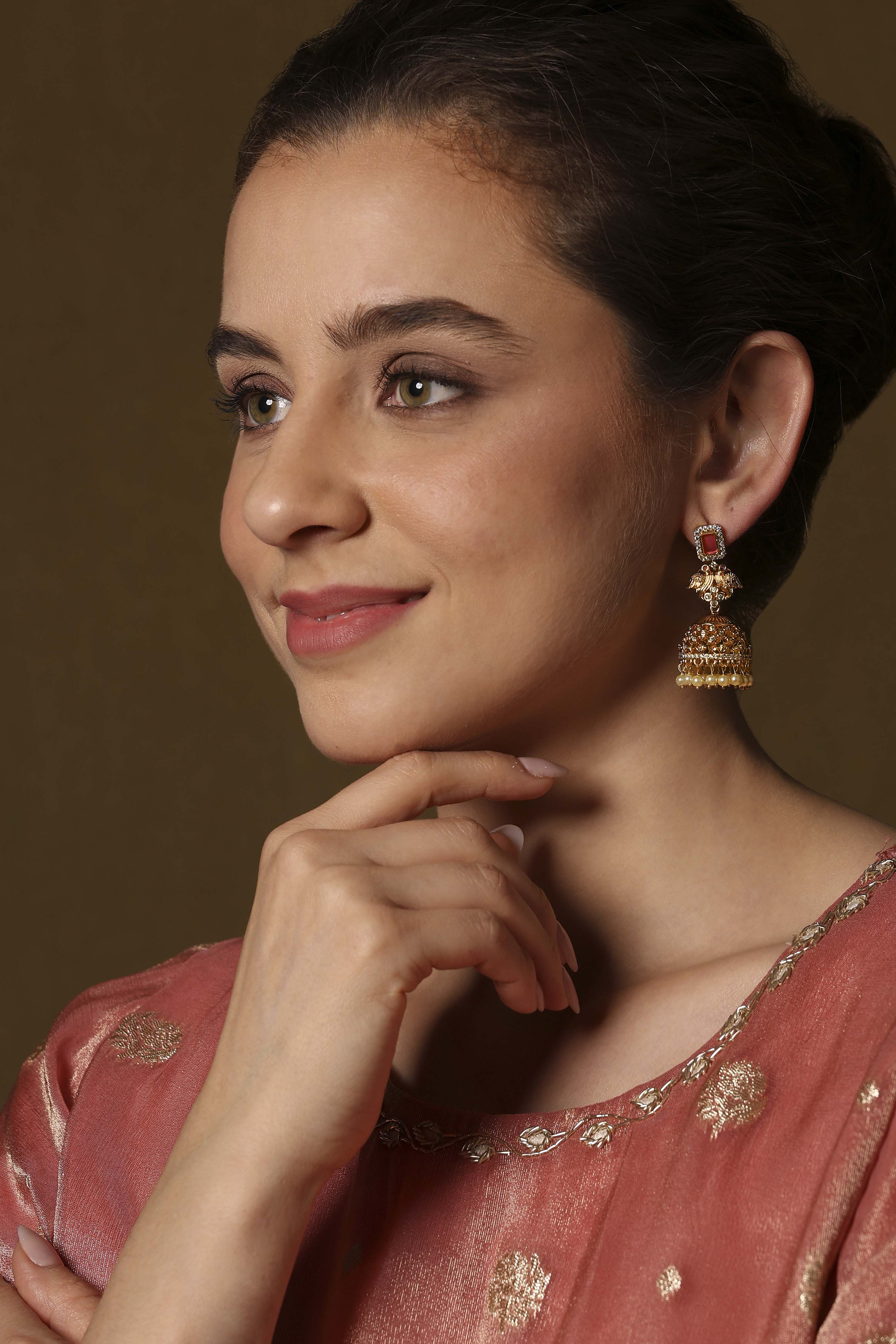 Multicolor Brass Jhumka image number 1