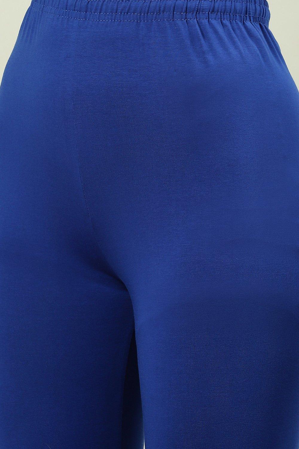 Morrio Royal Blue Cotton Lycra Churidar Legging,Large for Women