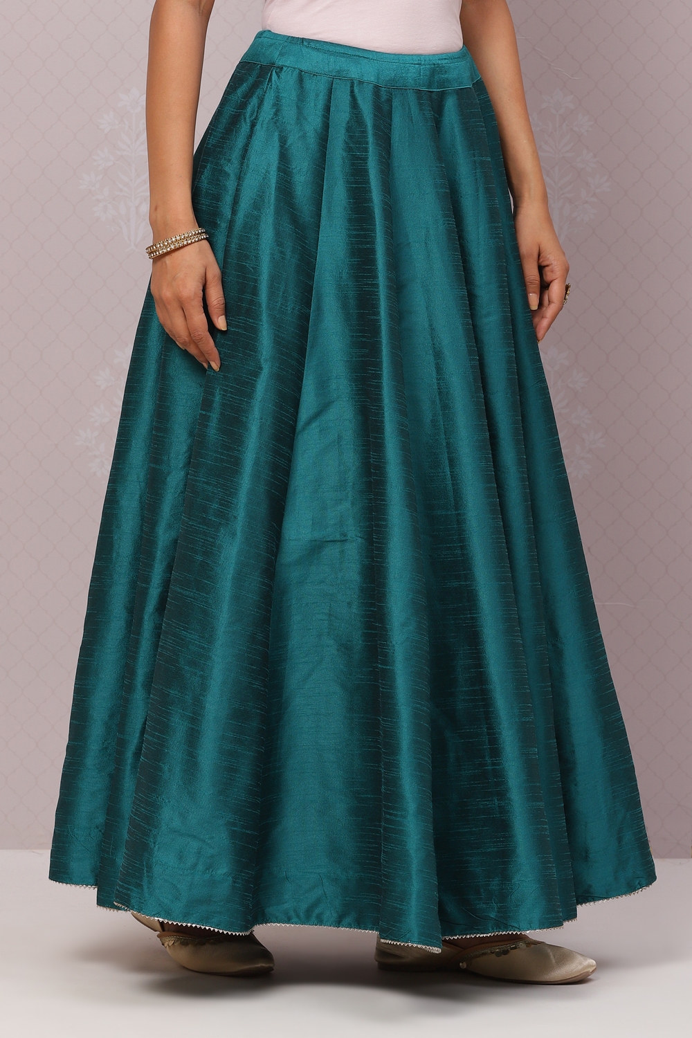 Peacock Flared Art Silk Skirts image number 0
