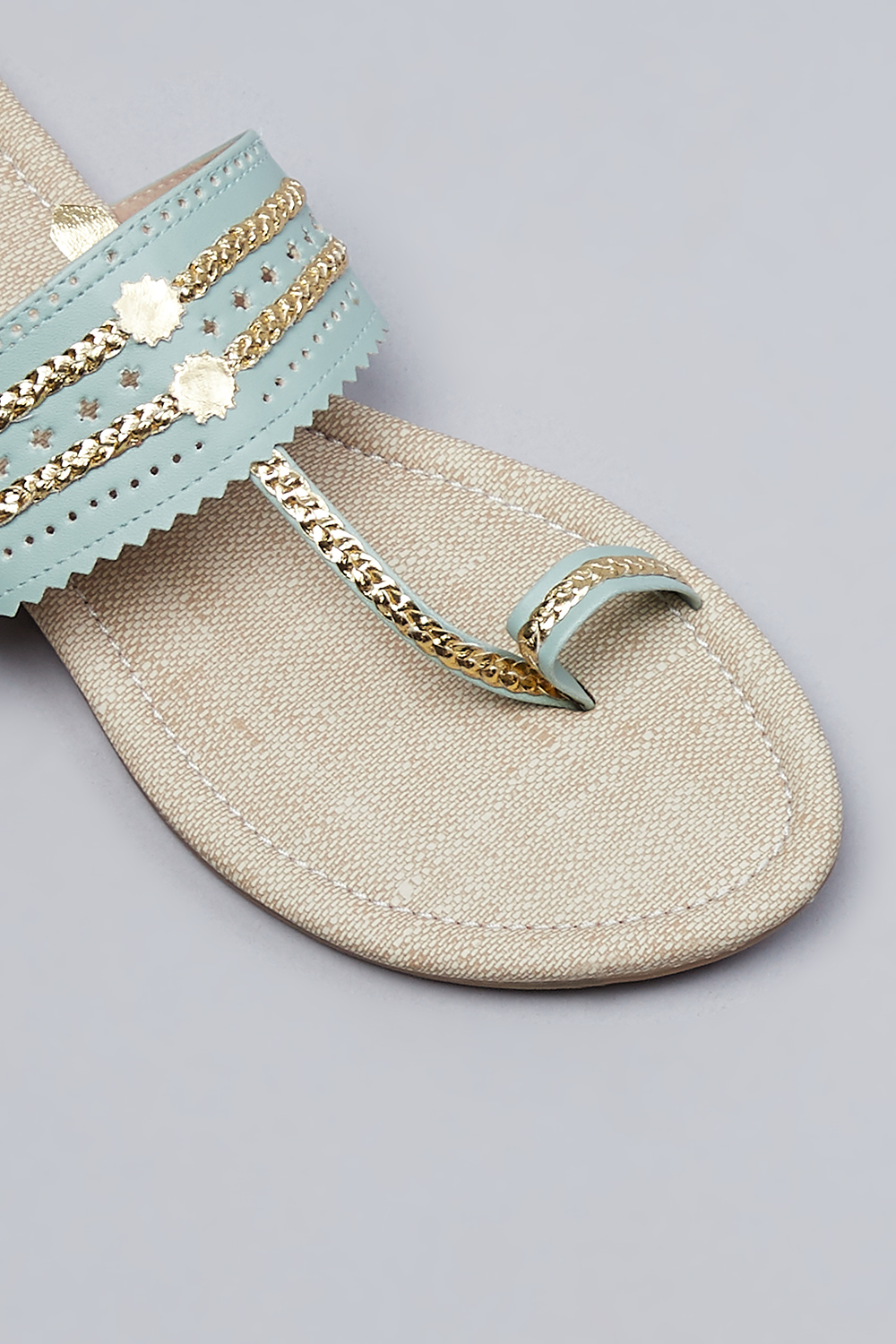 Mint Green Kohlapuri Sandal image number 3