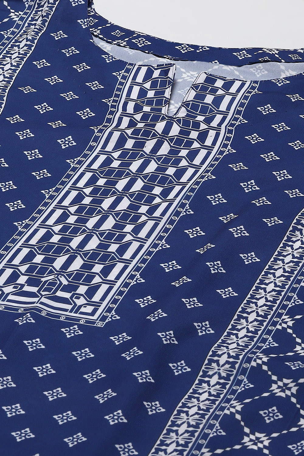 Navy Blue Cotton Blend Digital Print Unstitched Suit Set image number 2