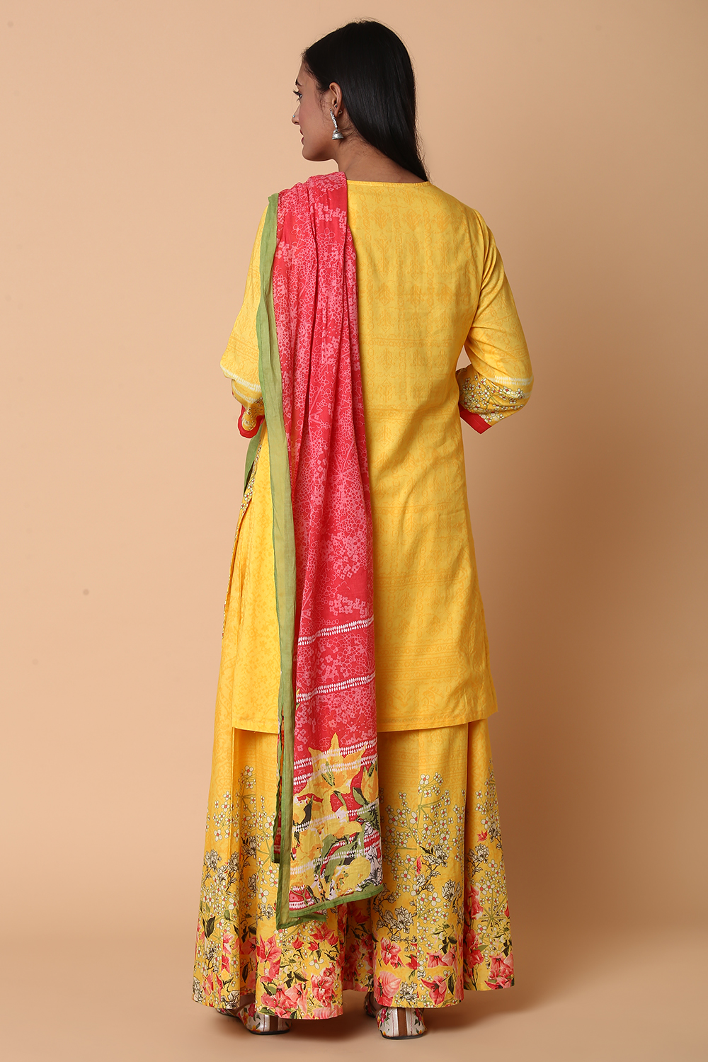 Yellow Cotton Sharara Kurta Sharara Suit Set image number 7