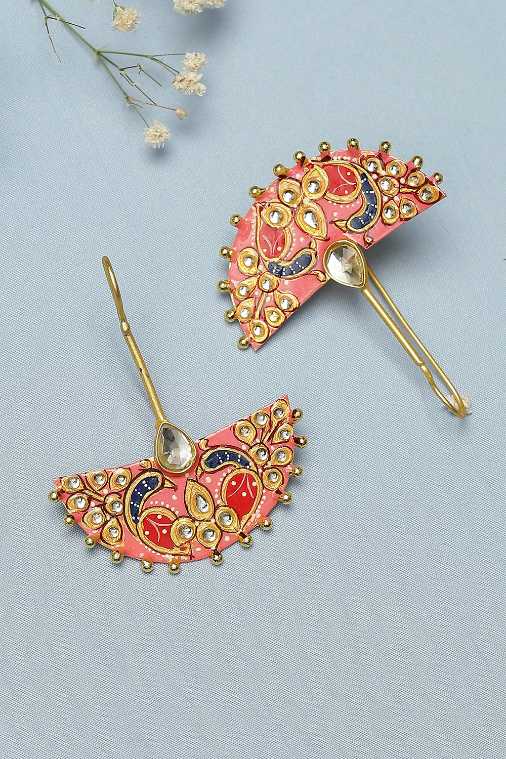 Peach Alloy Earrings image number 0