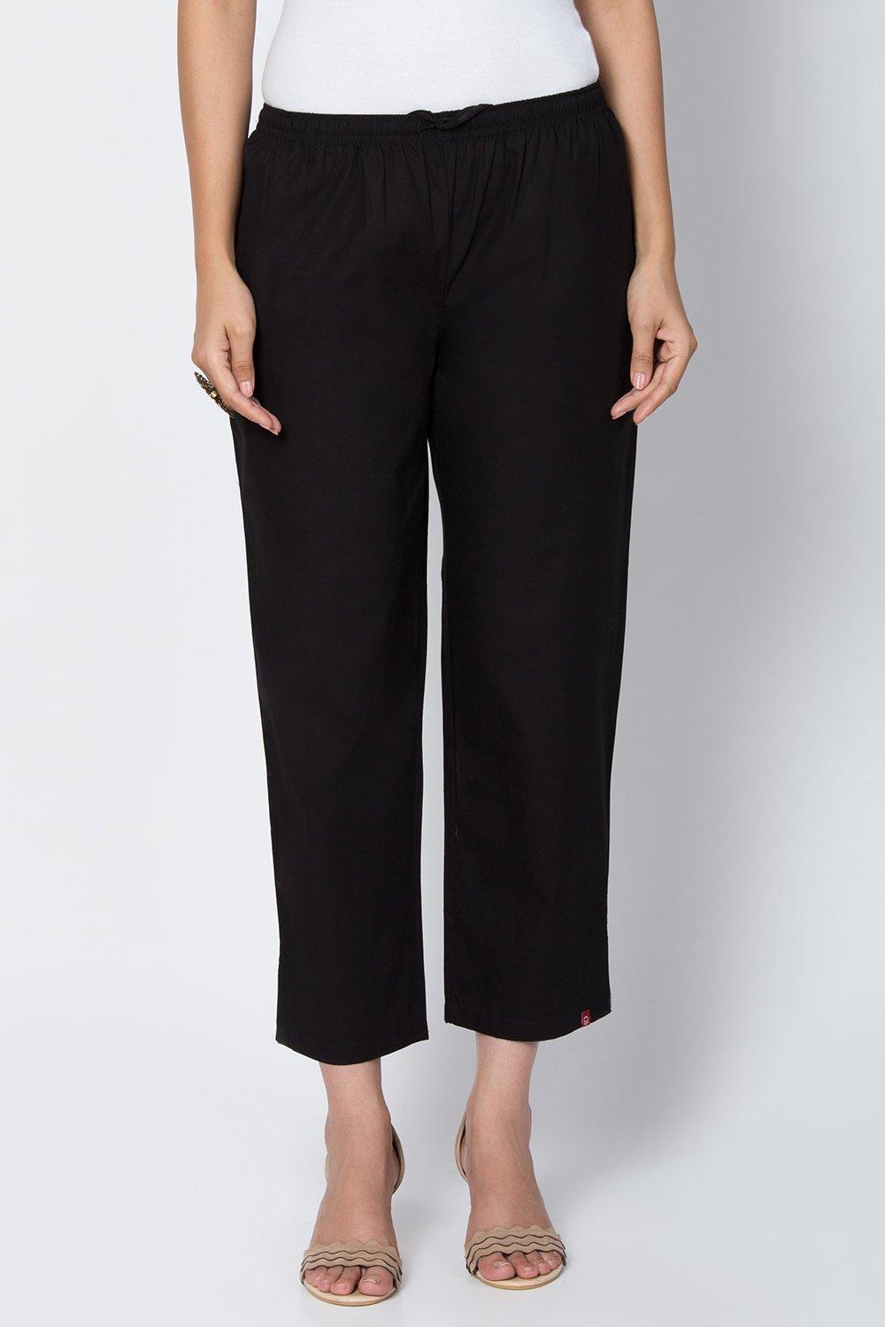 Black Cotton Straight Pant image number 0