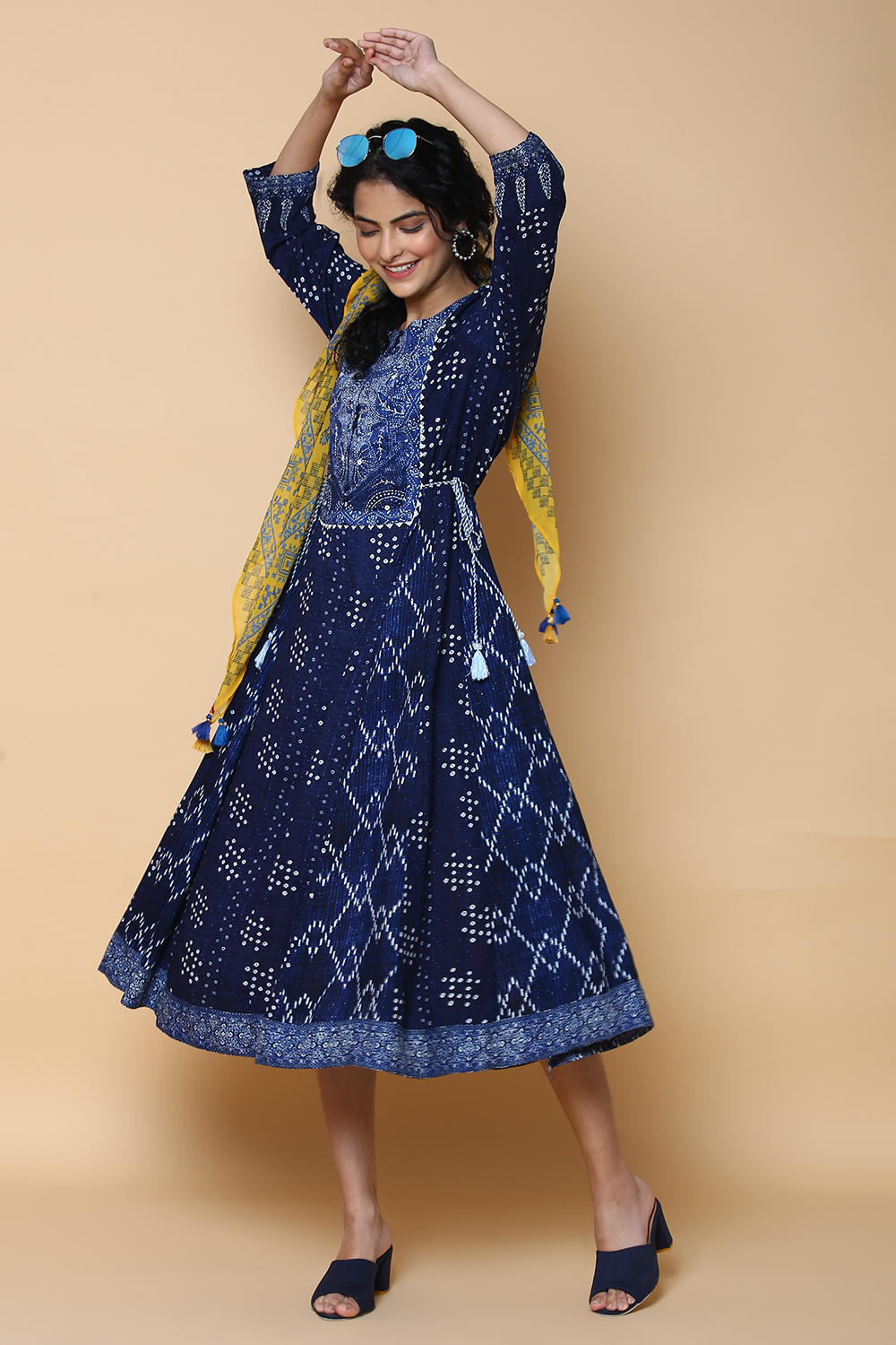 Indigo Rayon Printed Dress image number 6