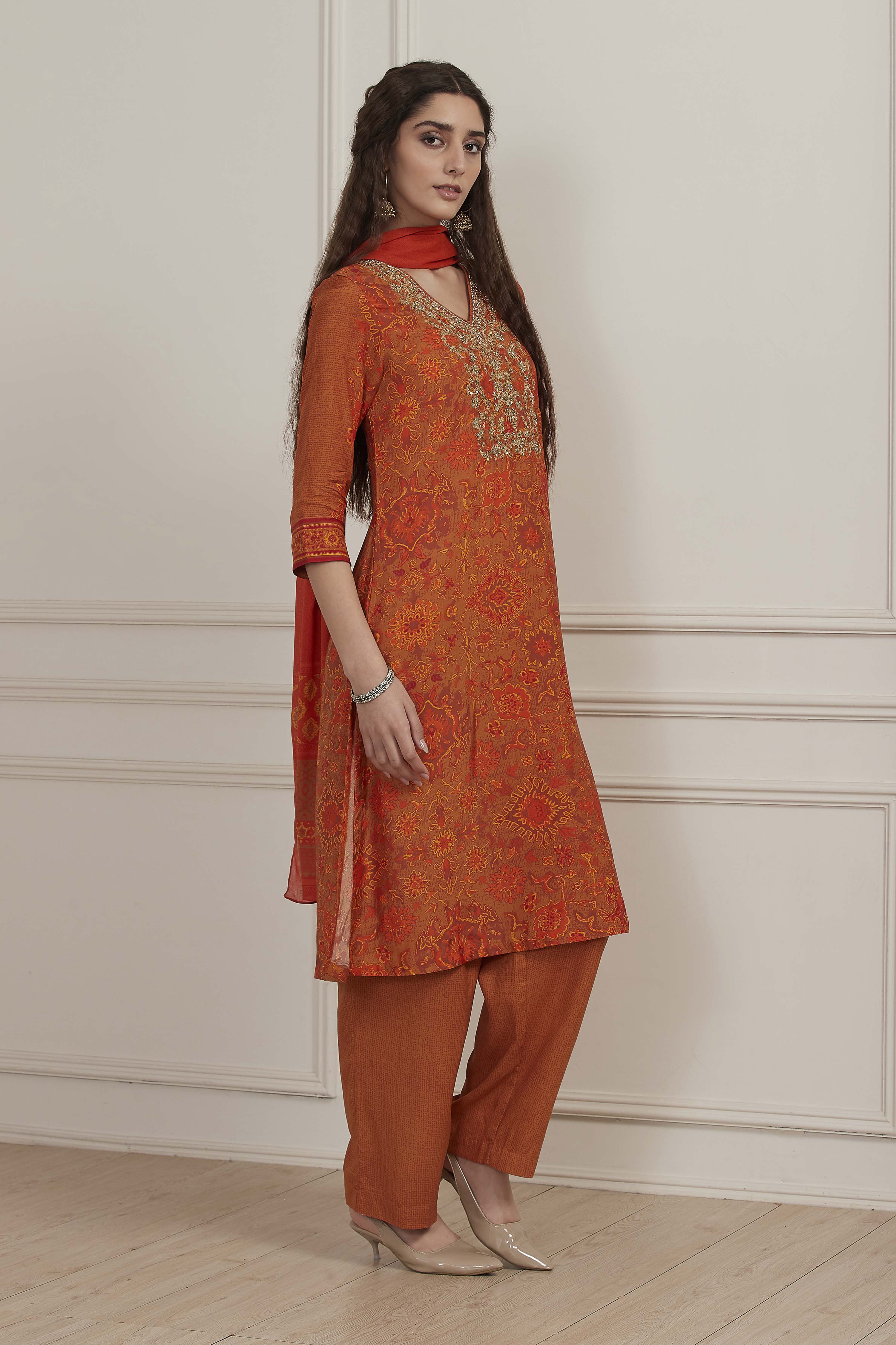 Green Modal Straight Suit Set image number 5