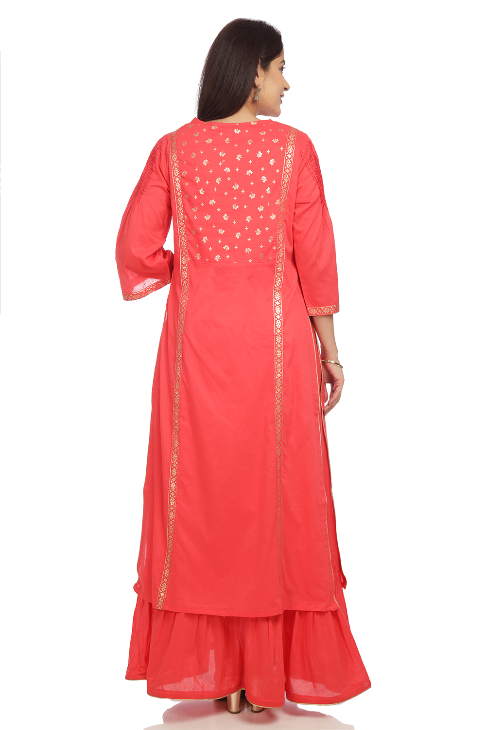 Coral Flared Cotton Printed Kurta image number 5