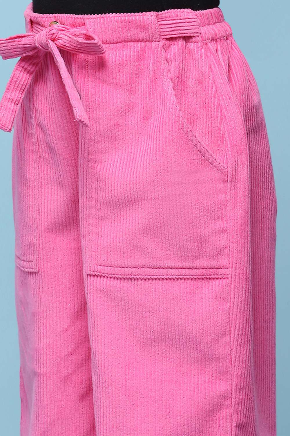 Pink Cotton Solid Pants image number 1
