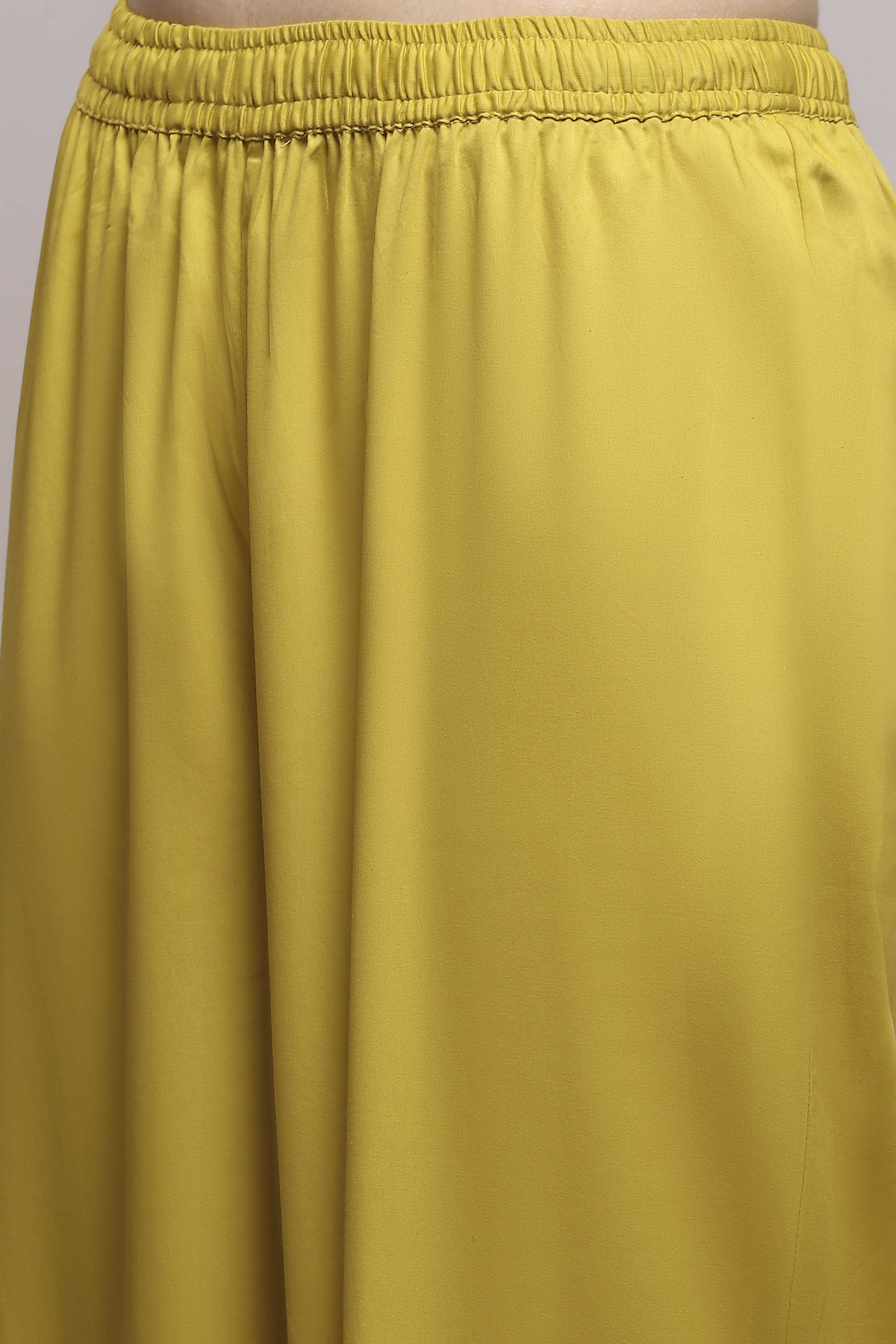 Lime Green Chanderi Straight Dyed Suit Set image number 2