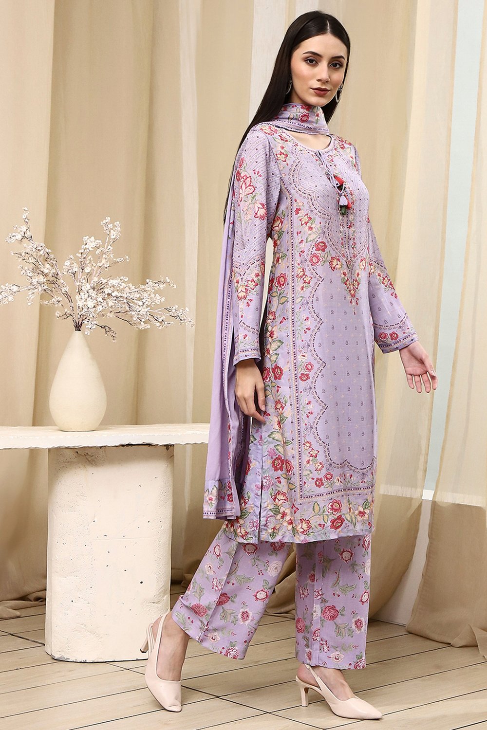 Pista Green Modal Blend Straight Suit Set image number 5