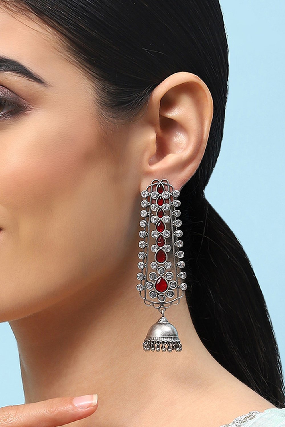 Oxidised Red Brass Earrings image number 1