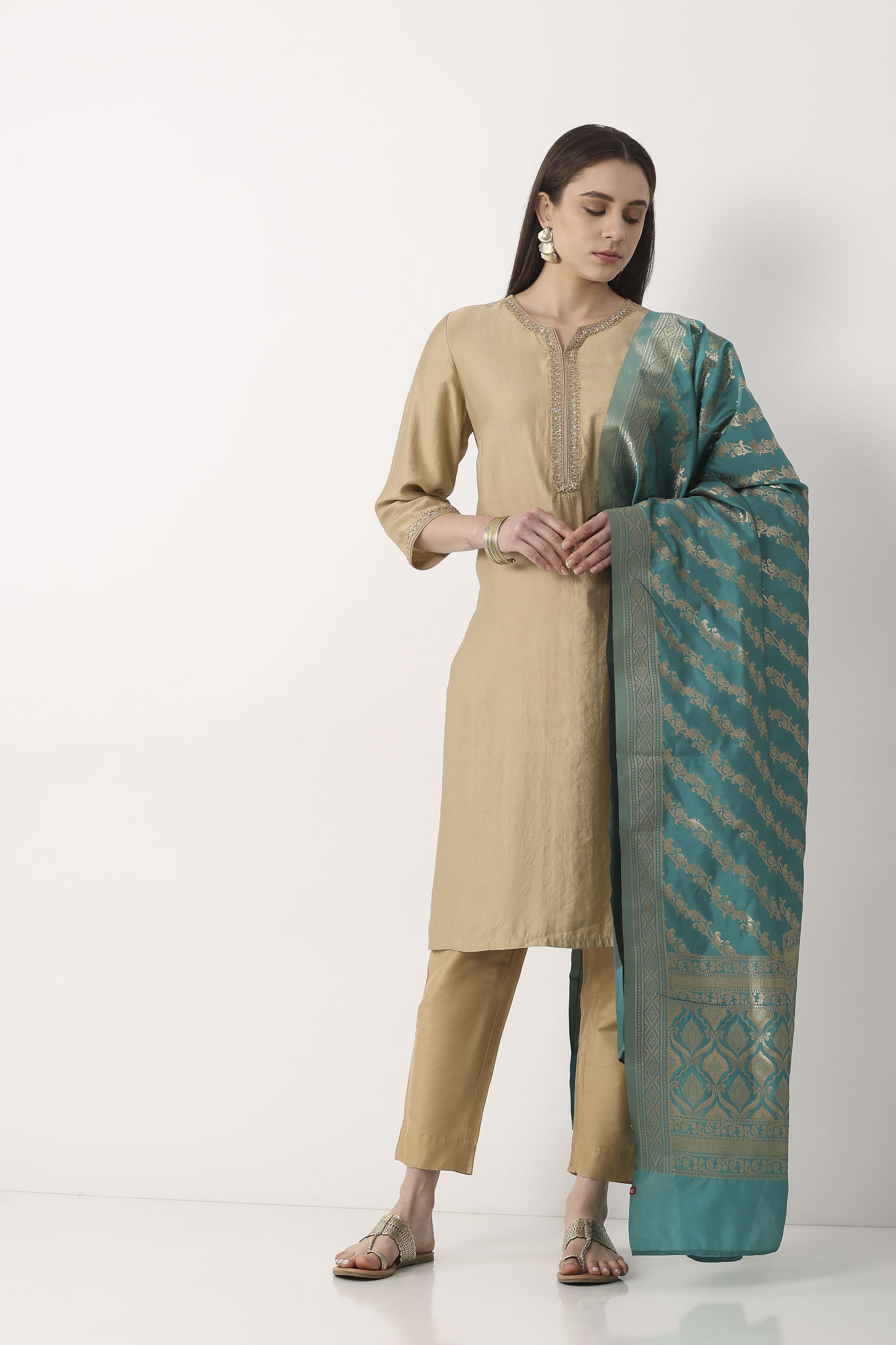 Turquoise Art Silk Dupatta image number 3