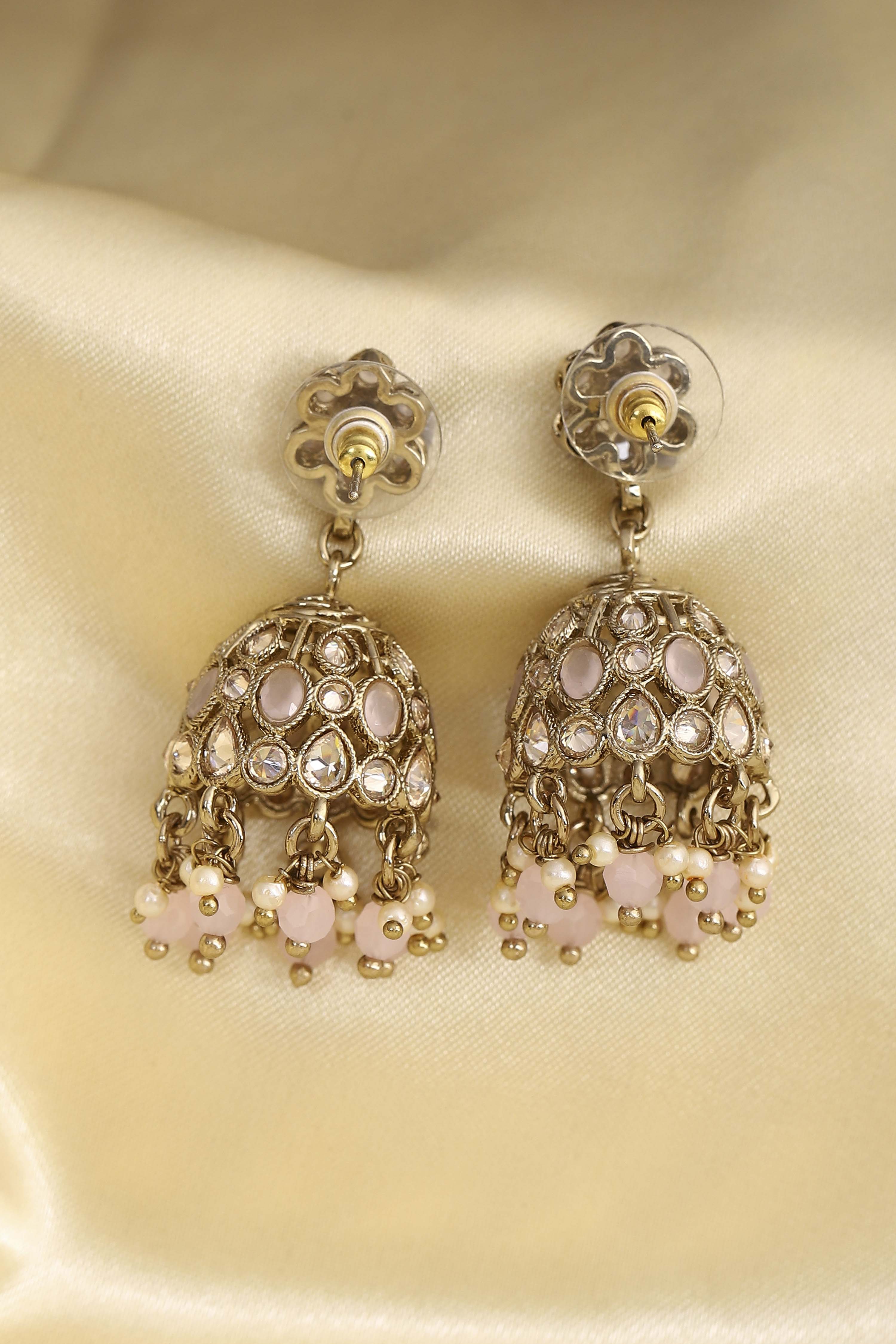 Light Pink Alloy Jhumka image number 2