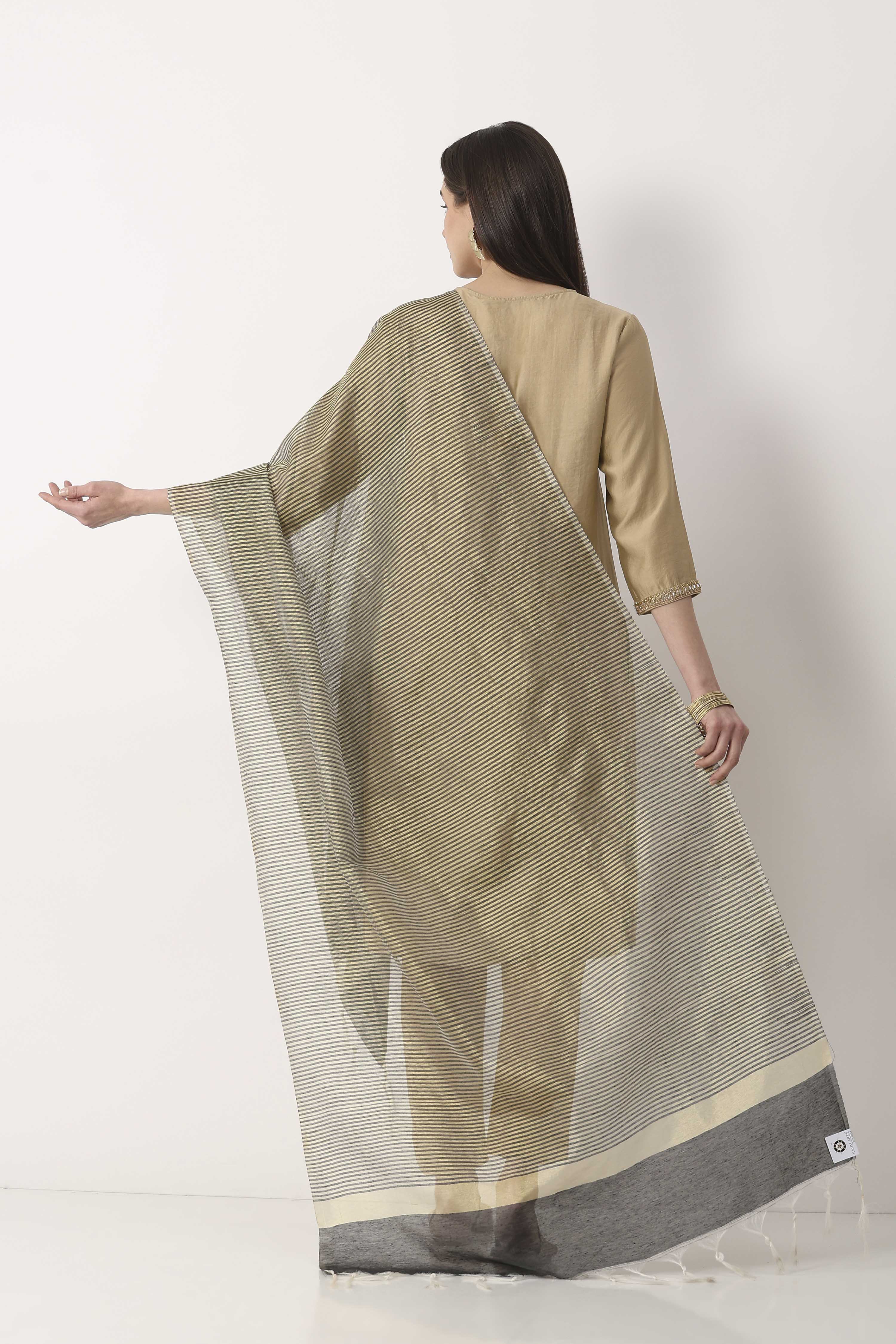 Green Black Art Silk Dupatta image number 1