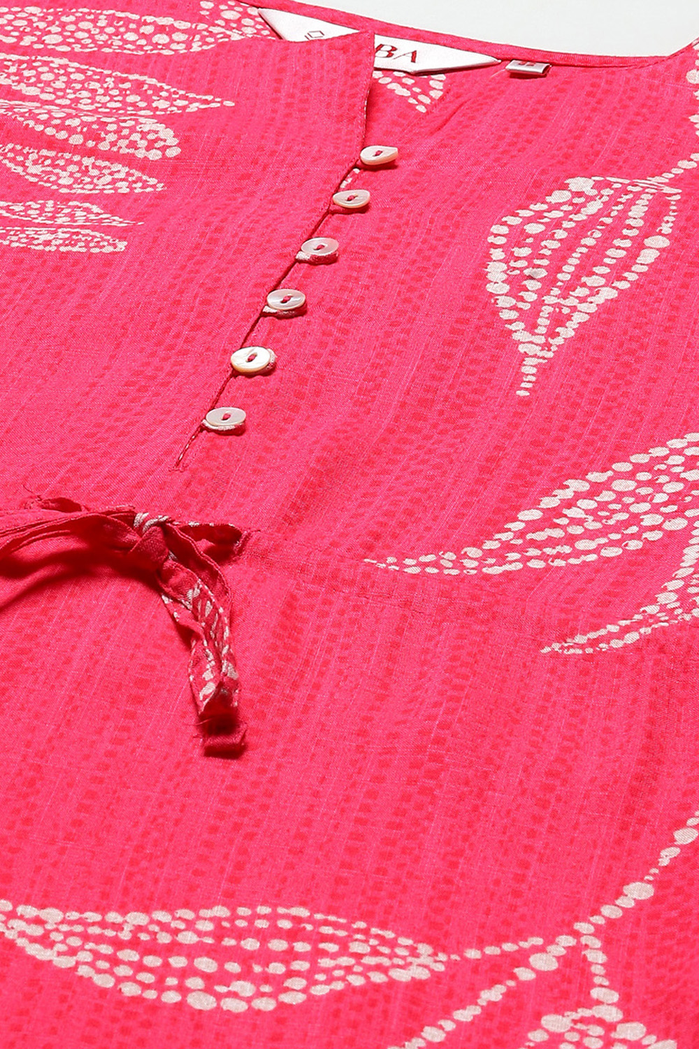 Pink LIVA Straight Embroidered Top image number 1