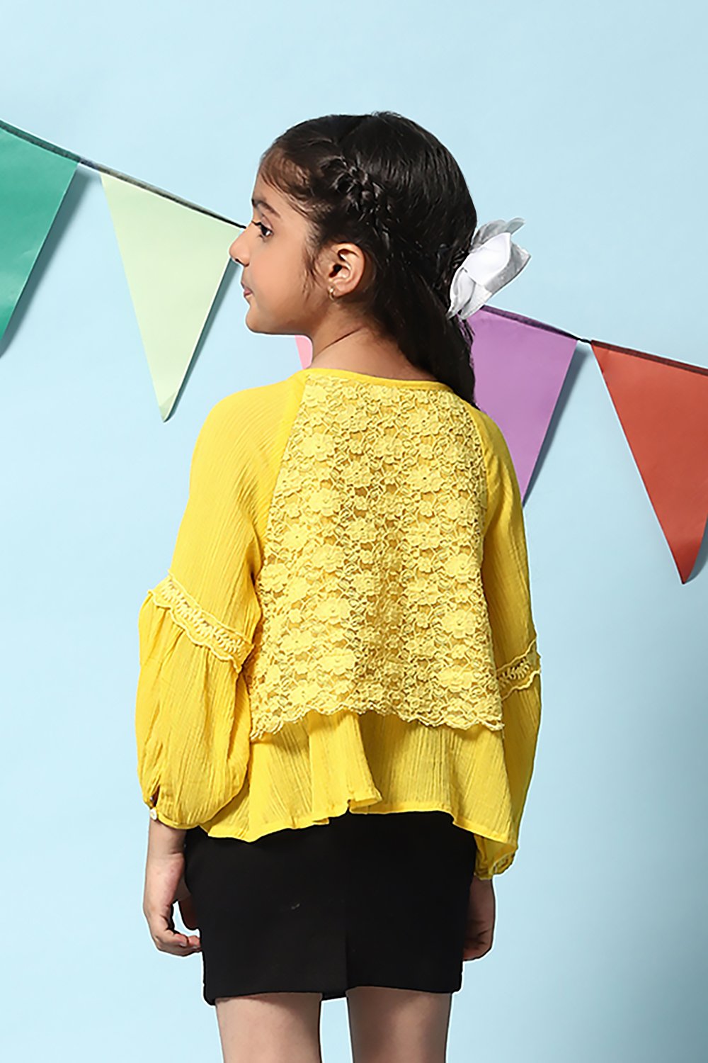 Yellow Cotton Short Top image number 4