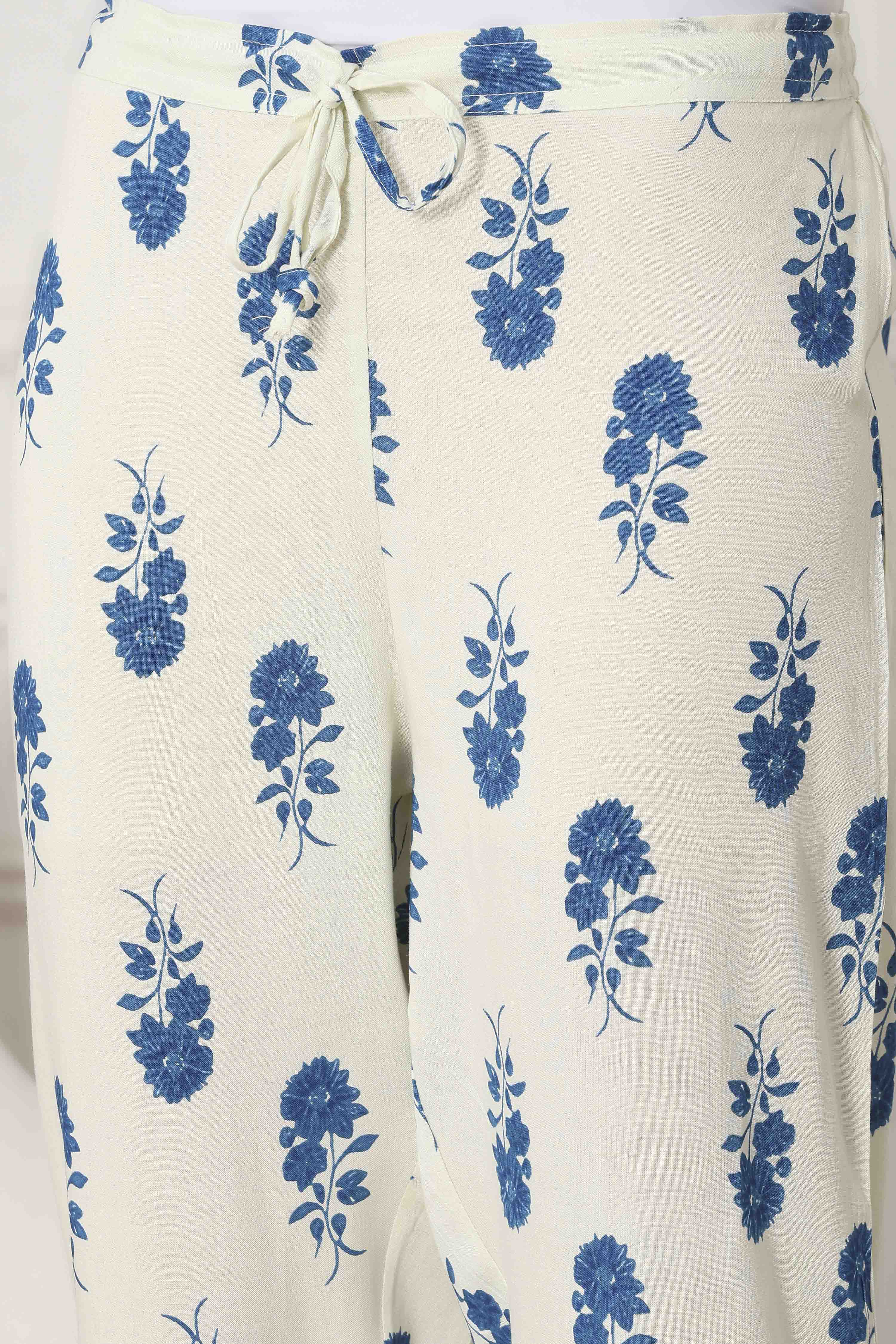 Blue Viscose Rayon Straight Suit Set image number 2