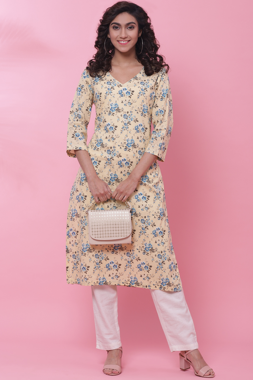 Cream Cotton Kurta image number 5