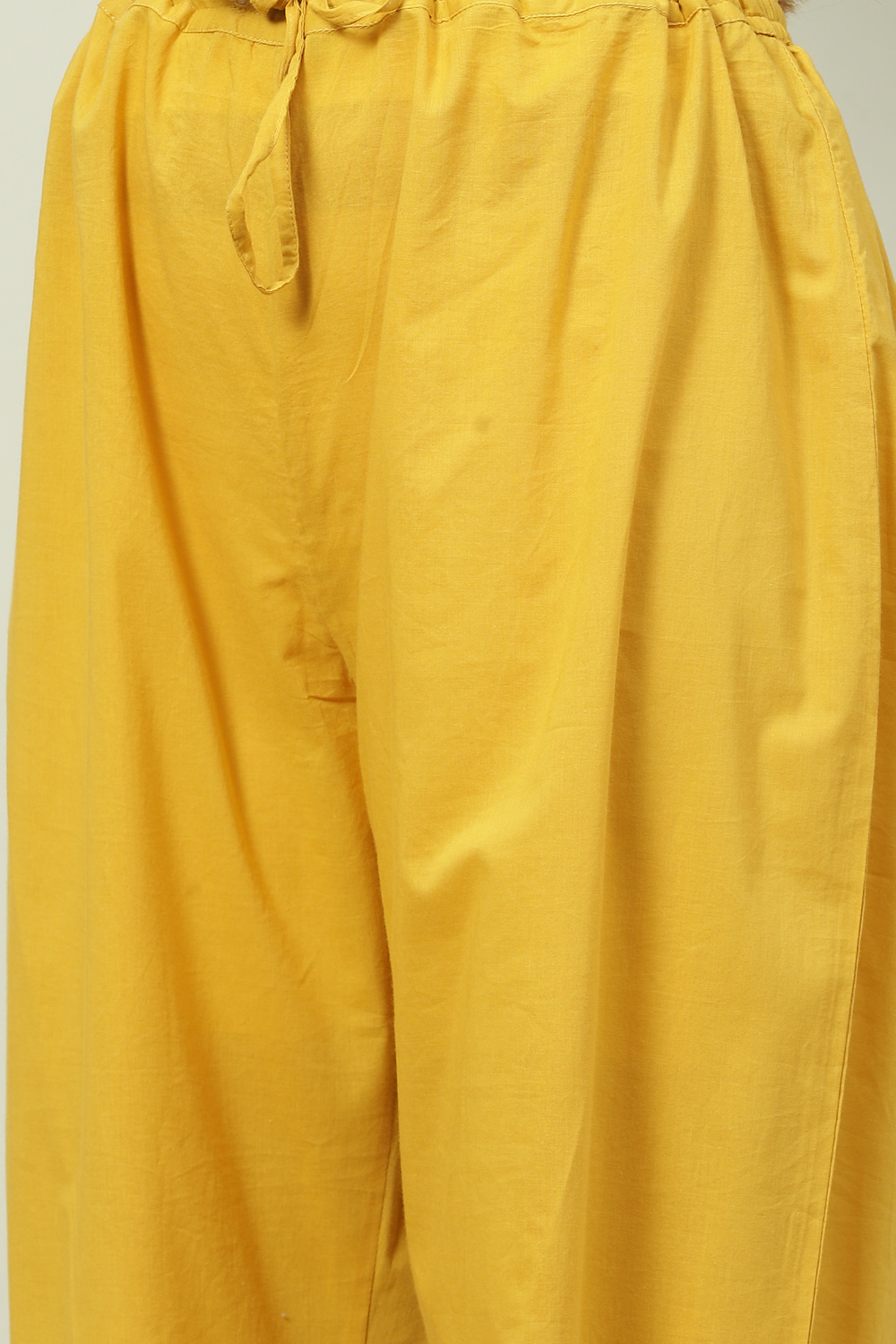 Mustard Printed Cotton Straight Kurta Palazzo Suit Set image number 3