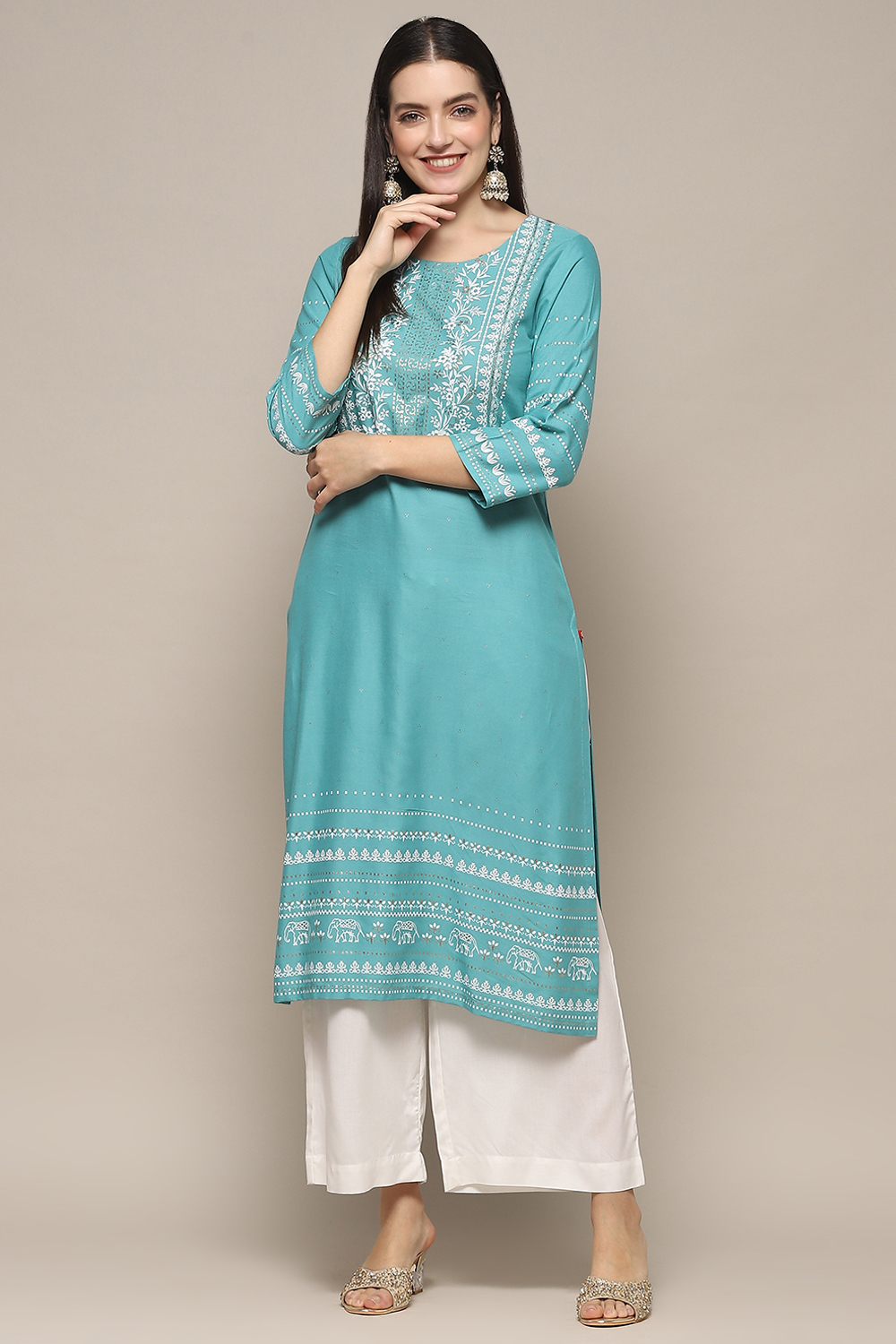 Pink Rayon flax Relaxed Kurta Palazzo Suit Set image number 0