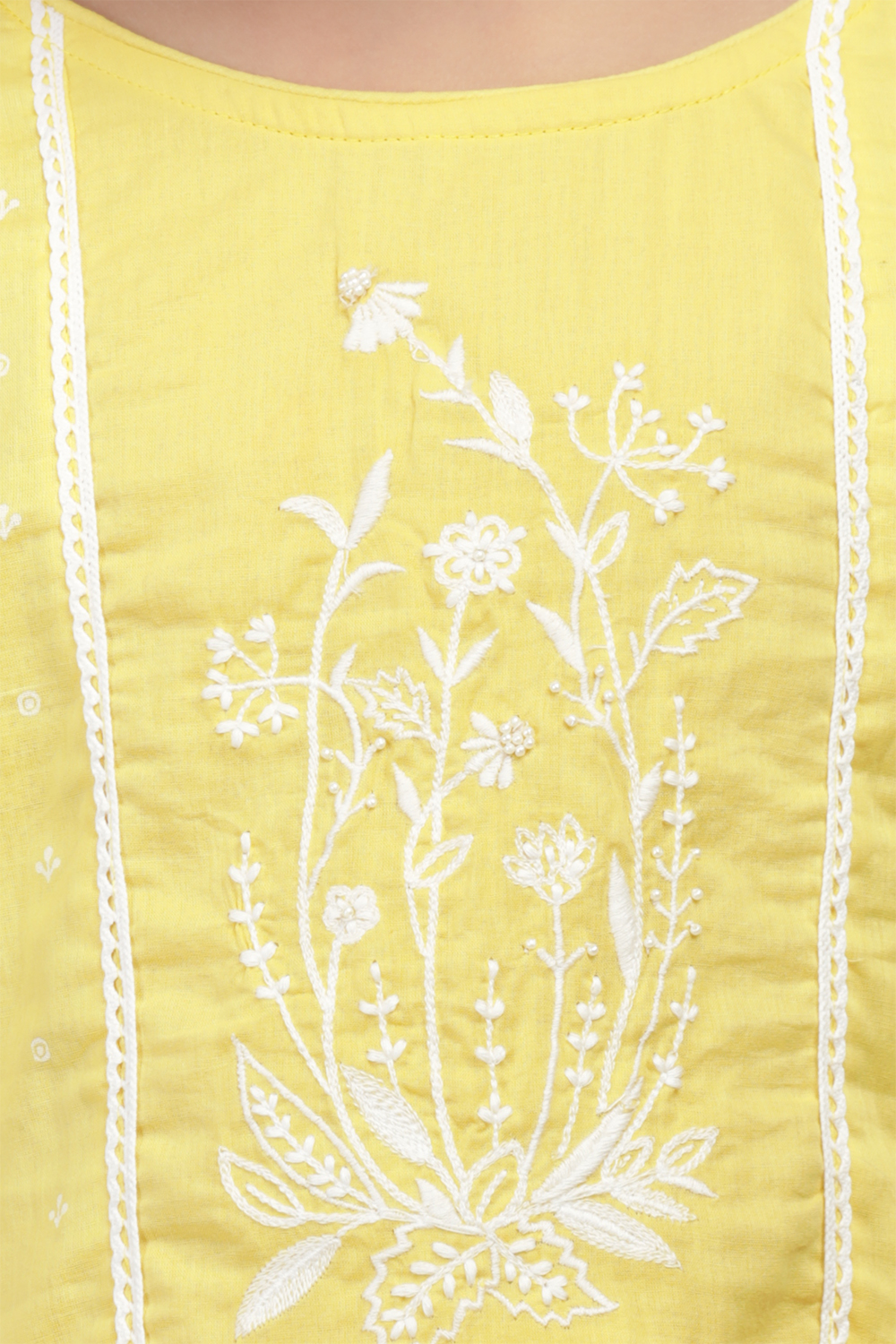 Yellow Anarkali Cotton Suit Set image number 1