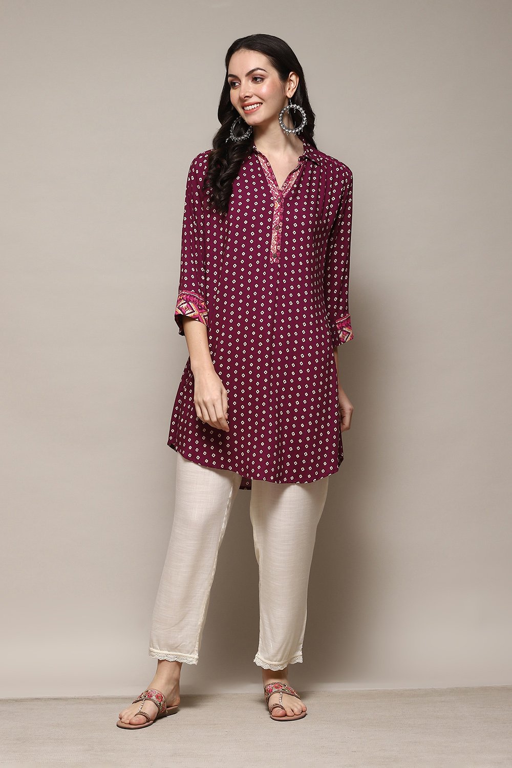 Pink & Purple LIVA Straight Printed Shirt image number 5