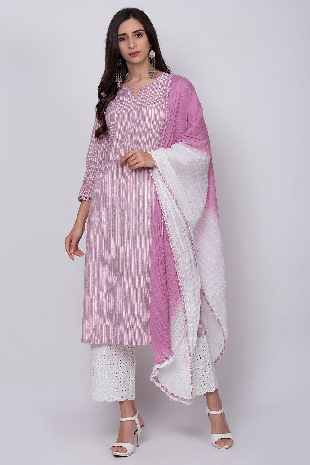 Pink Straight Kurta Palazzo Suit Set image number 0