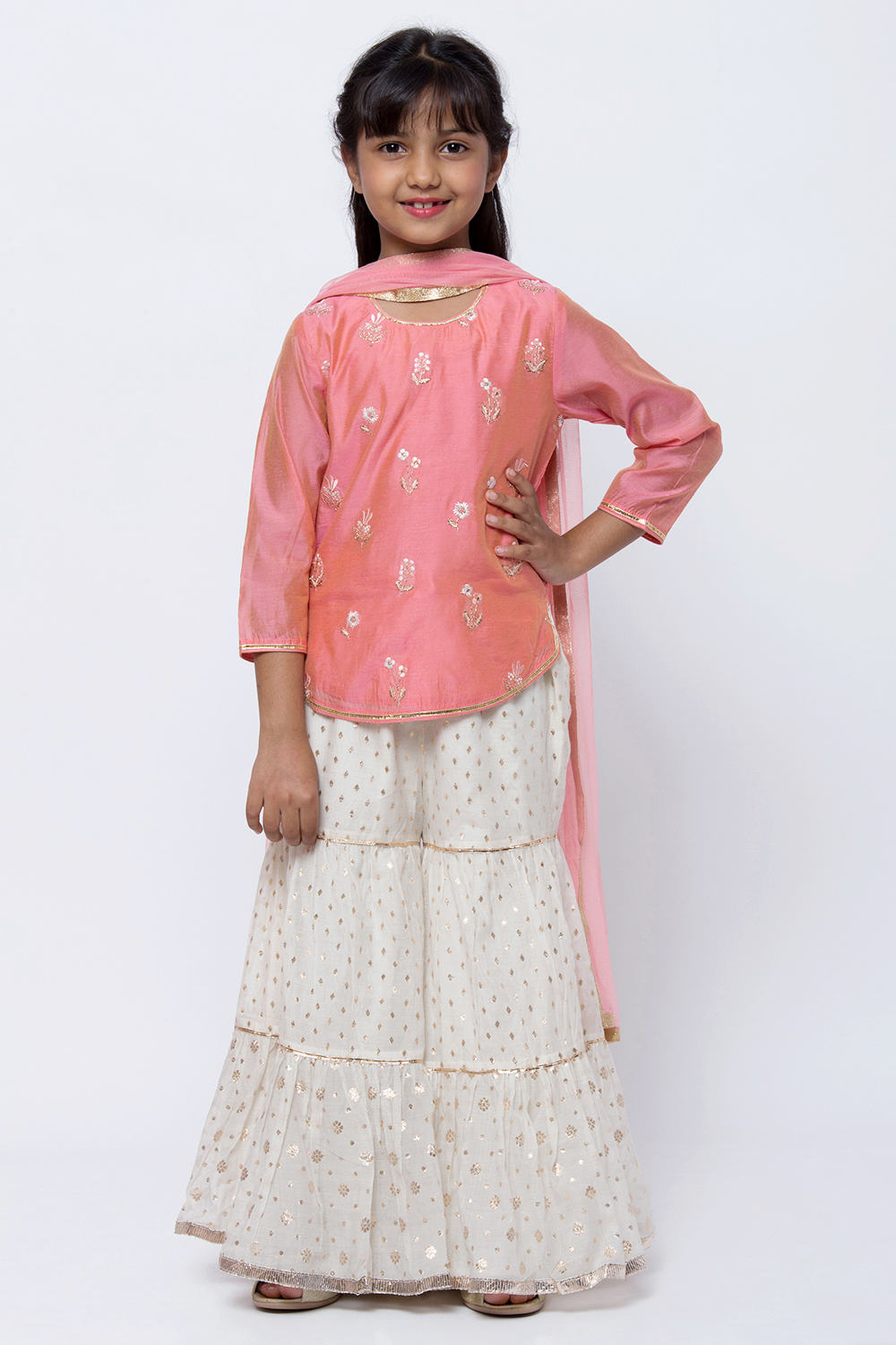 Peach Modal Sharara Kurta Sharara Suit Set image number 0